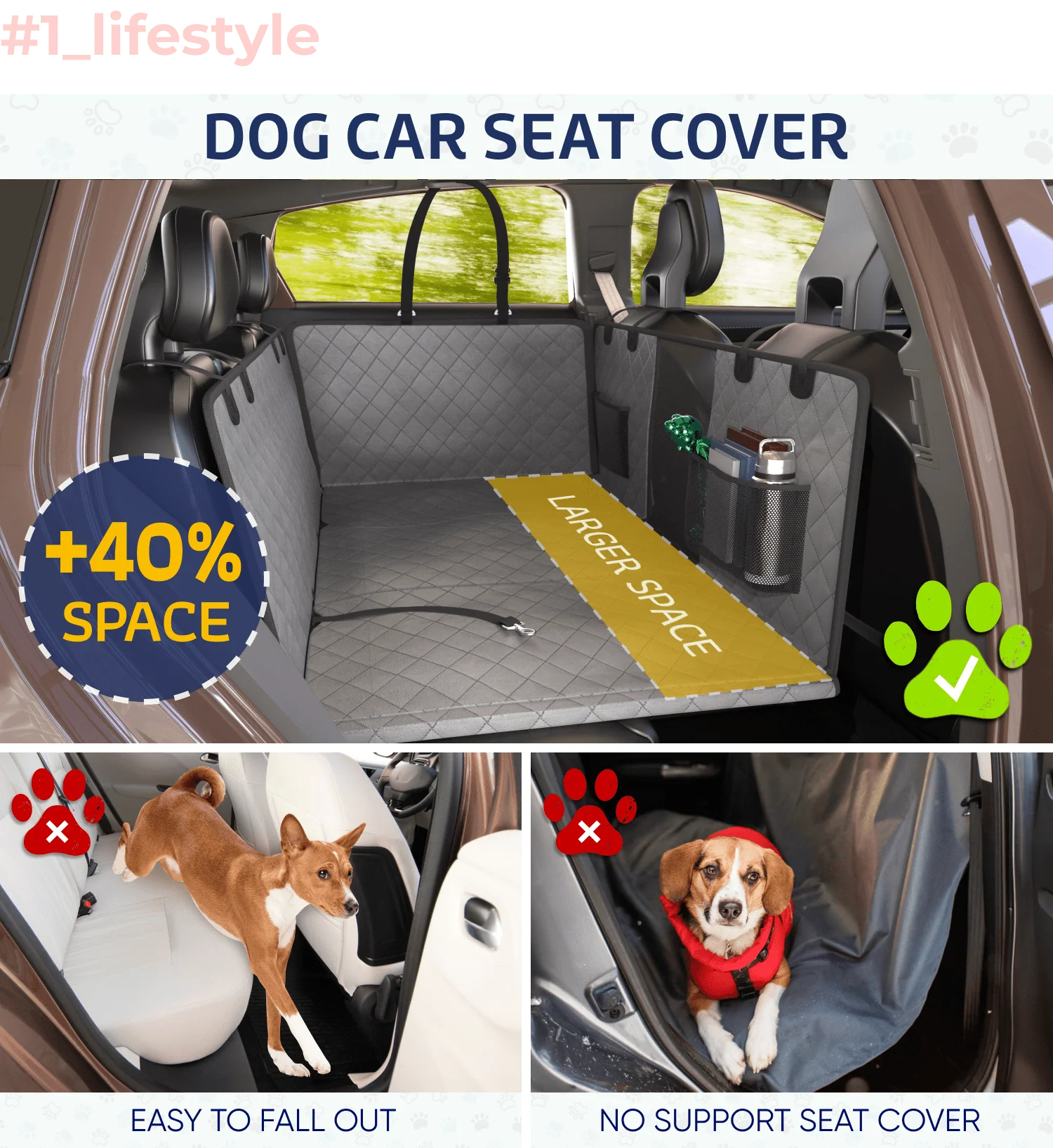 Large Seat Guard Waterproof Back Seat Extended Cover With Mesh Window Storage Pockets - Image 4