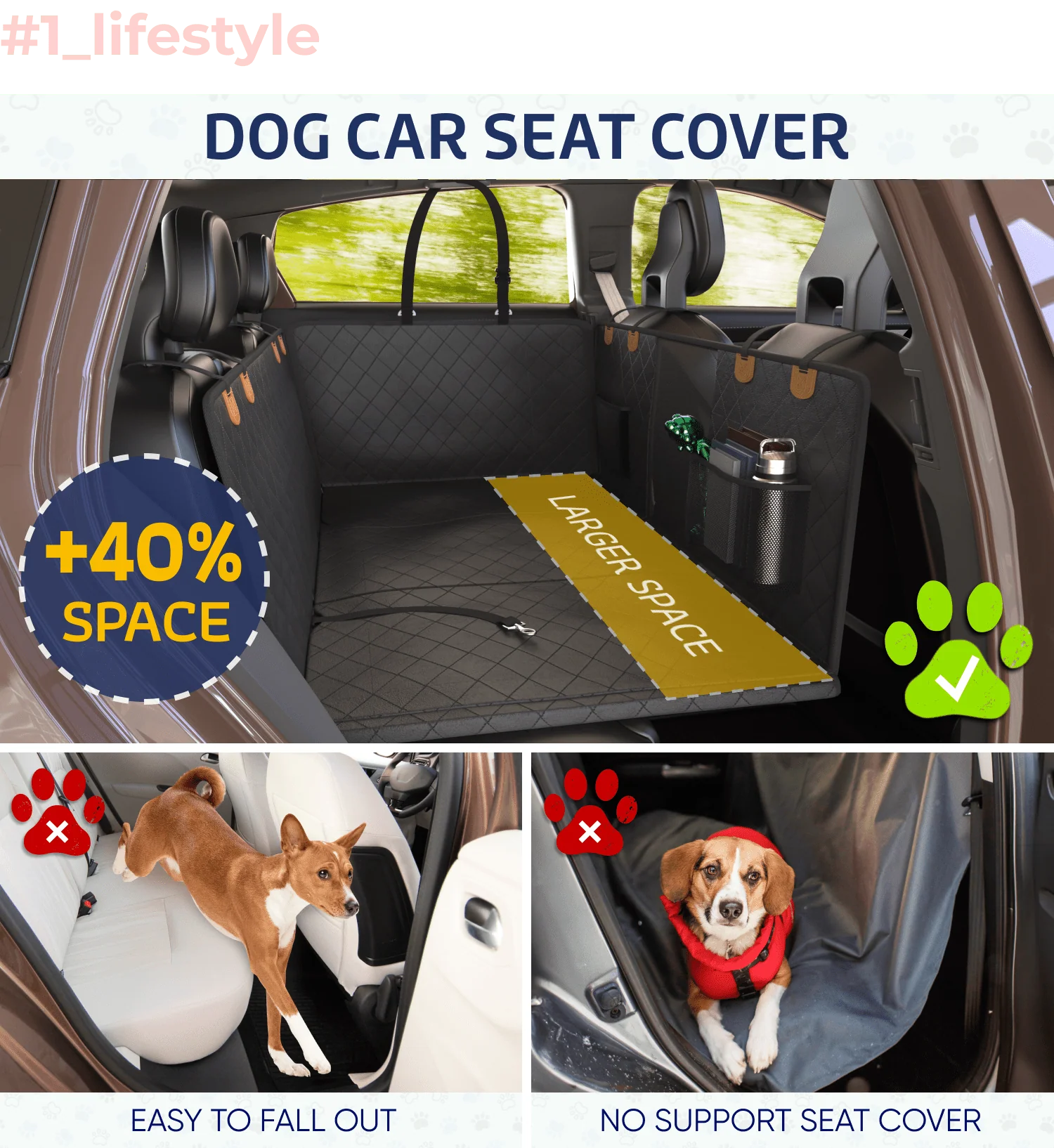Large Seat Guard Waterproof Back Seat Extended Cover With Mesh Window Storage Pockets - Image 7