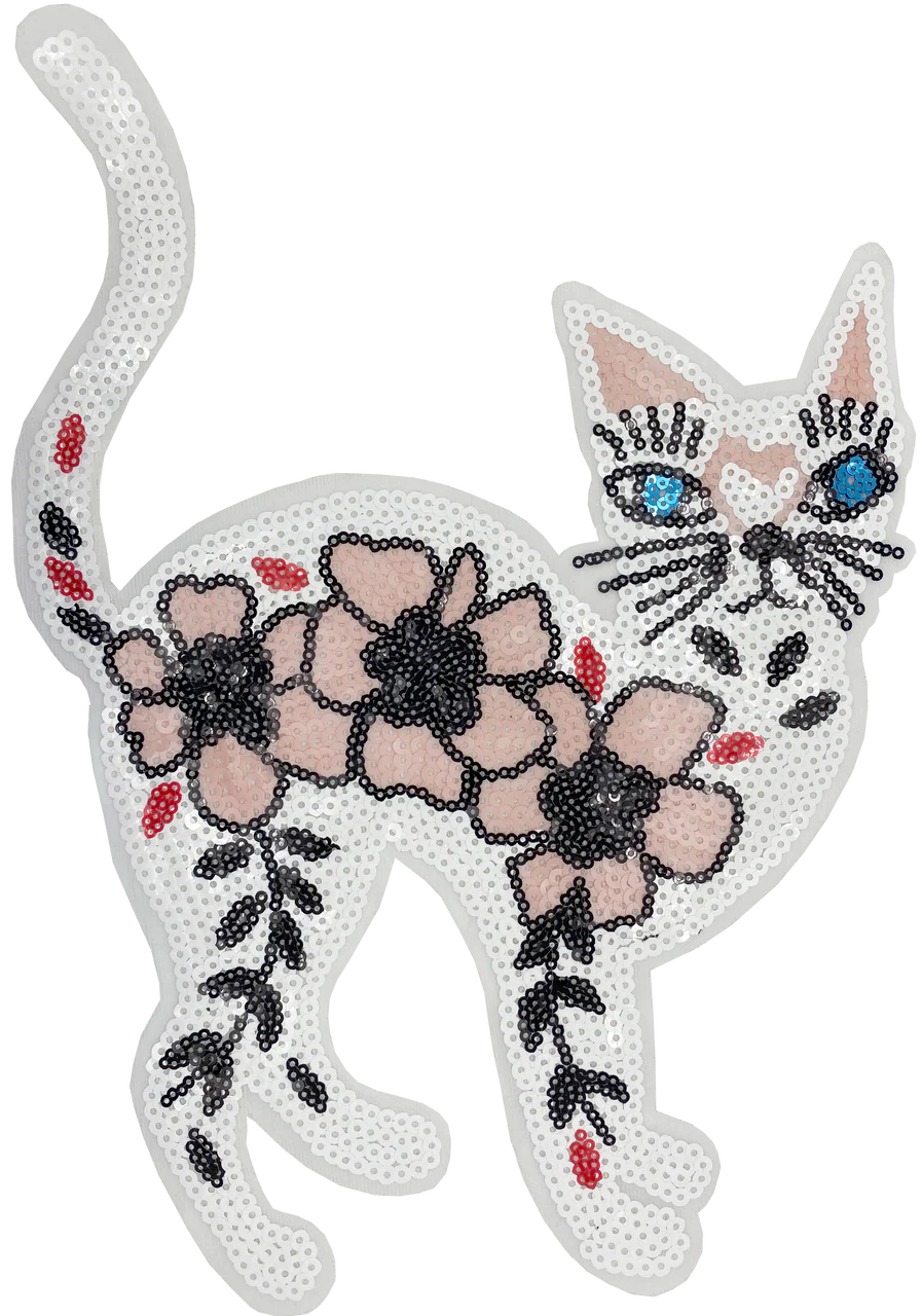Large Sequin Cat - Patch