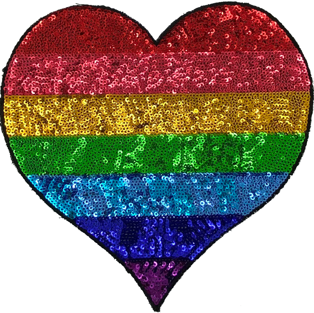 Large Sequin Rainbow Heart - Patch