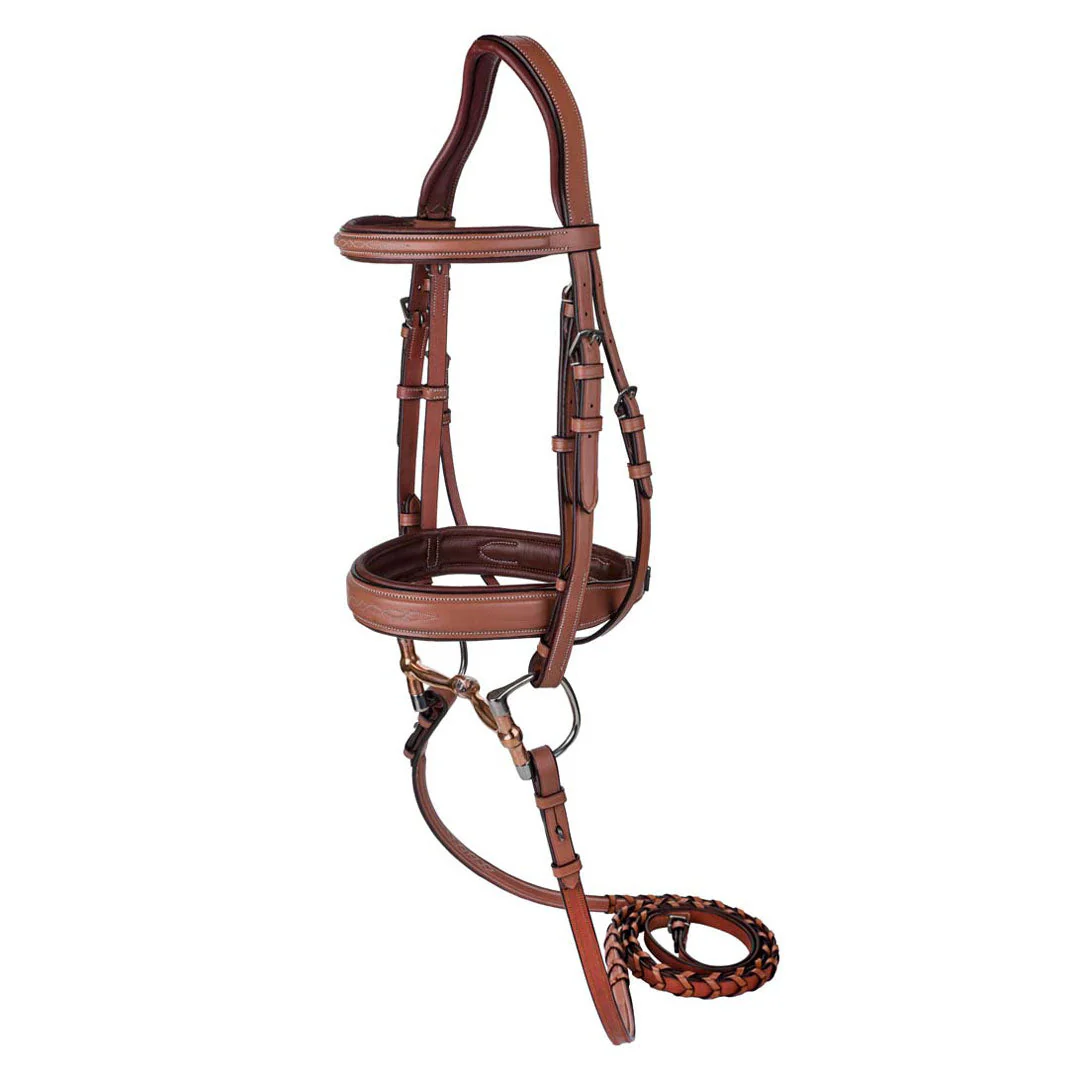 Laureate by Henri de Rivel Fancy Stitched Bridle w/ Wide Caveson and Laced Reins - Image 3