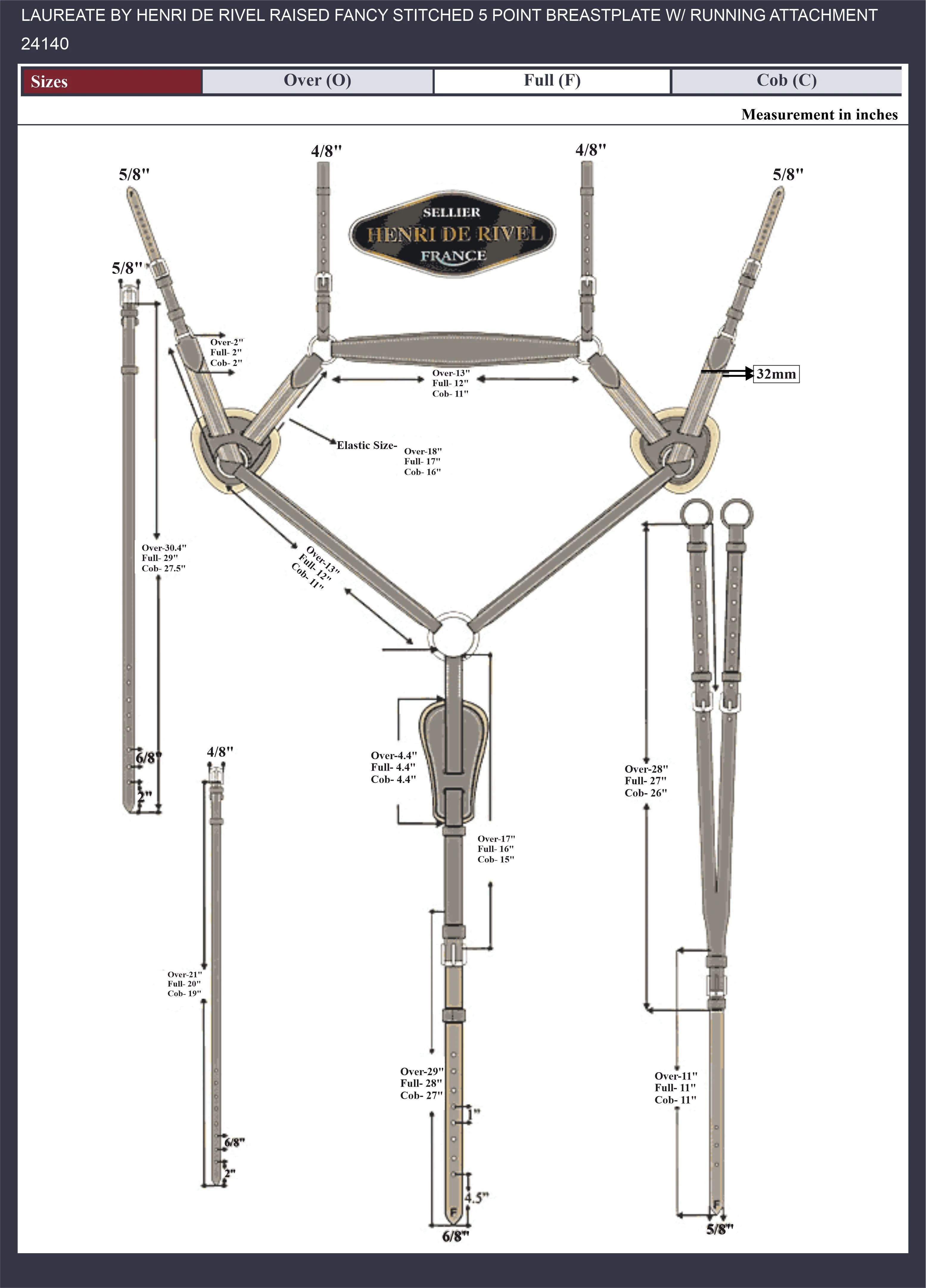 Laureate by Henri de Rivel Raised Fancy Stitched 5 Point Breastplate w/ Running Attachment - Image 2
