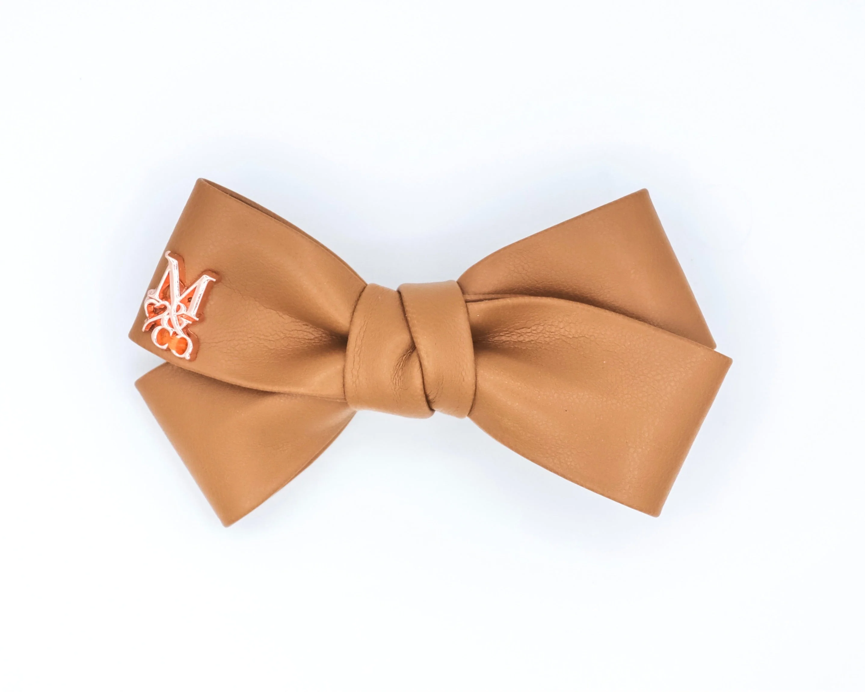 Leather Twist Bow: Caramel