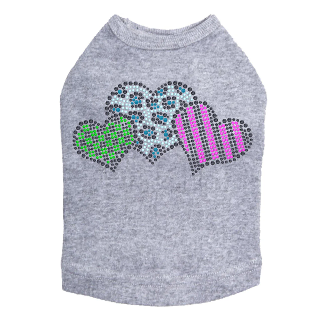 Leopard, Checks, & Stripes Multicolor Hearts - Dog Tank - Image 6