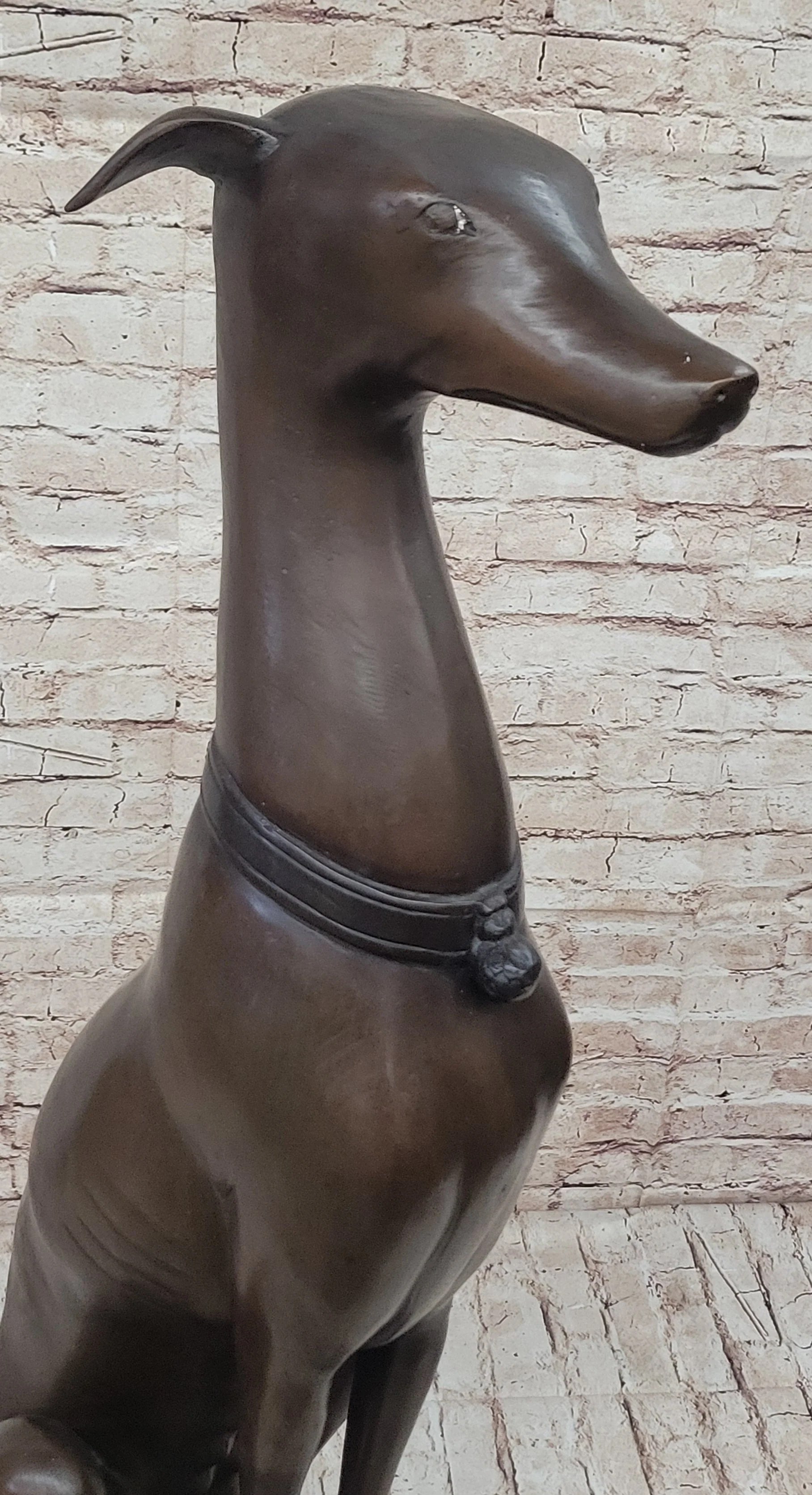 Life Size Bronze Greyhound Saluki Slender Dog Statue Sculpture by J. Moigniez - Image 6