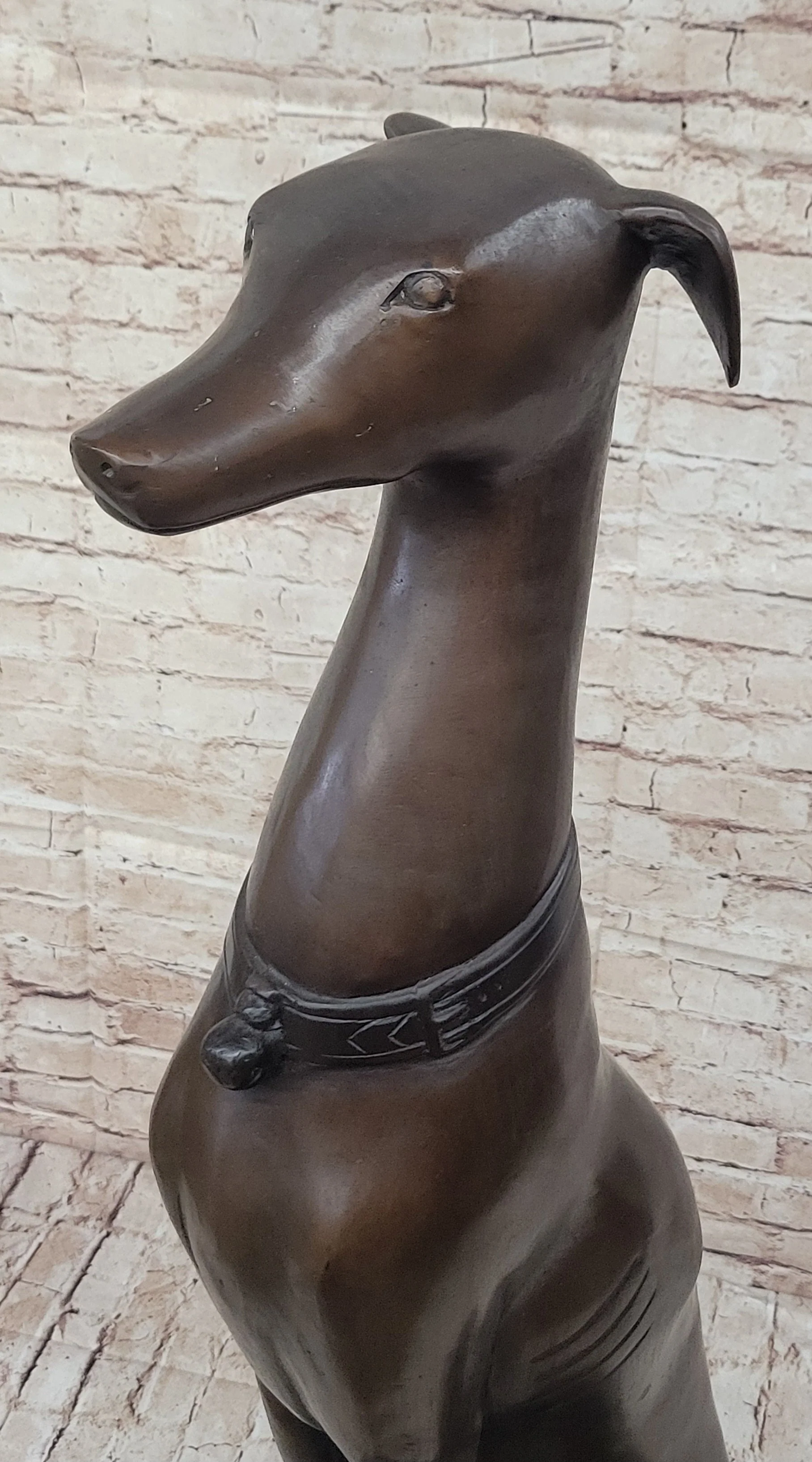 Life Size Bronze Greyhound Saluki Slender Dog Statue Sculpture by J. Moigniez - Image 7