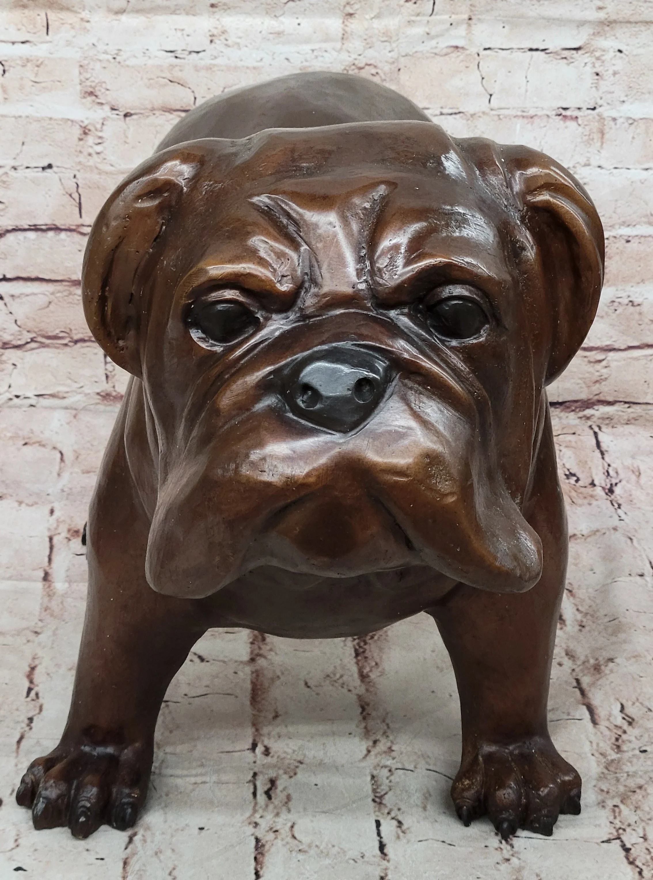 Life Size English Bulldog Puppy Bronze Statue Sculpture Figure 14" x 24" - Image 4