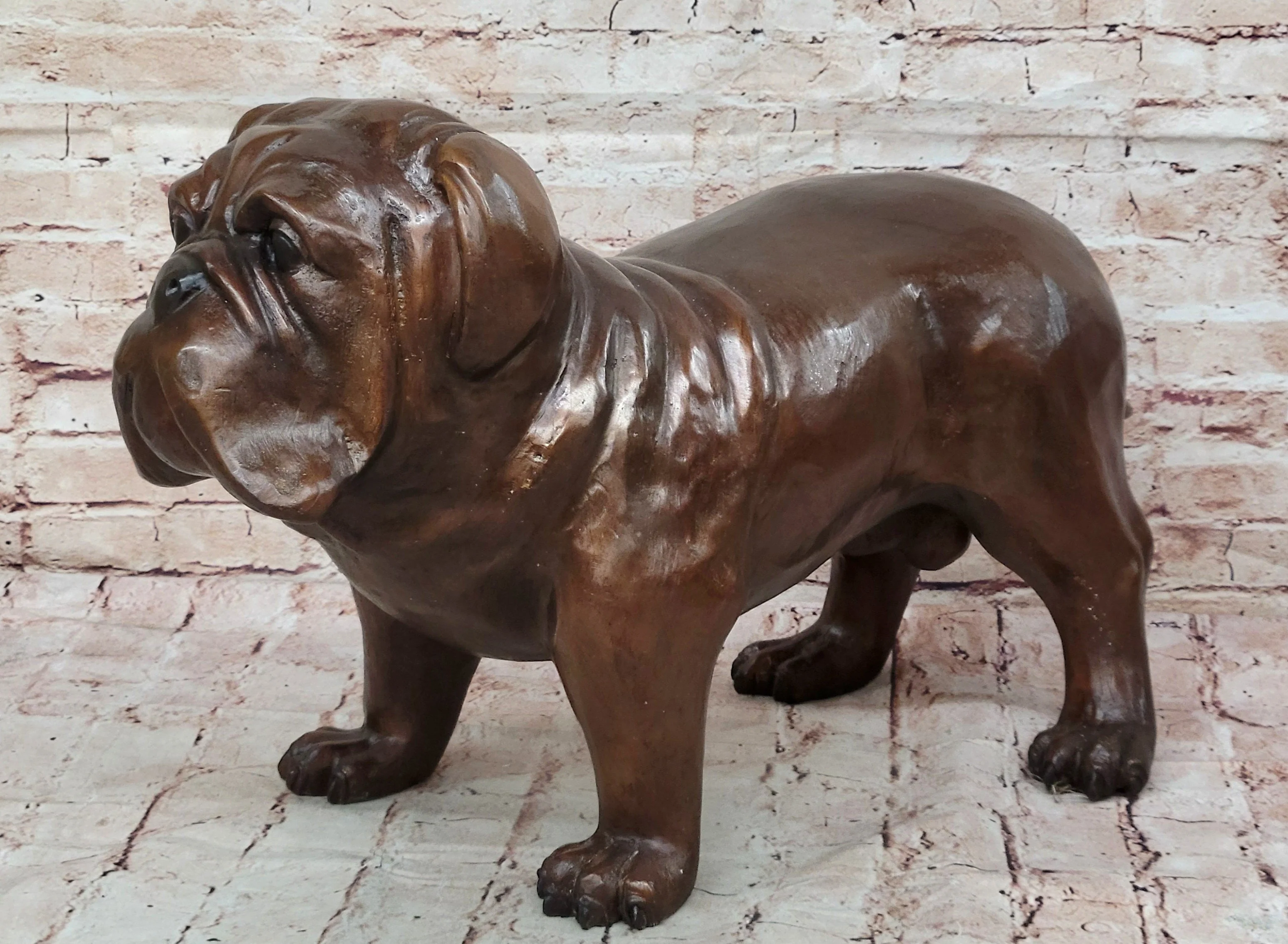 Life Size English Bulldog Puppy Bronze Statue Sculpture Figure 14" x 24" - Image 5