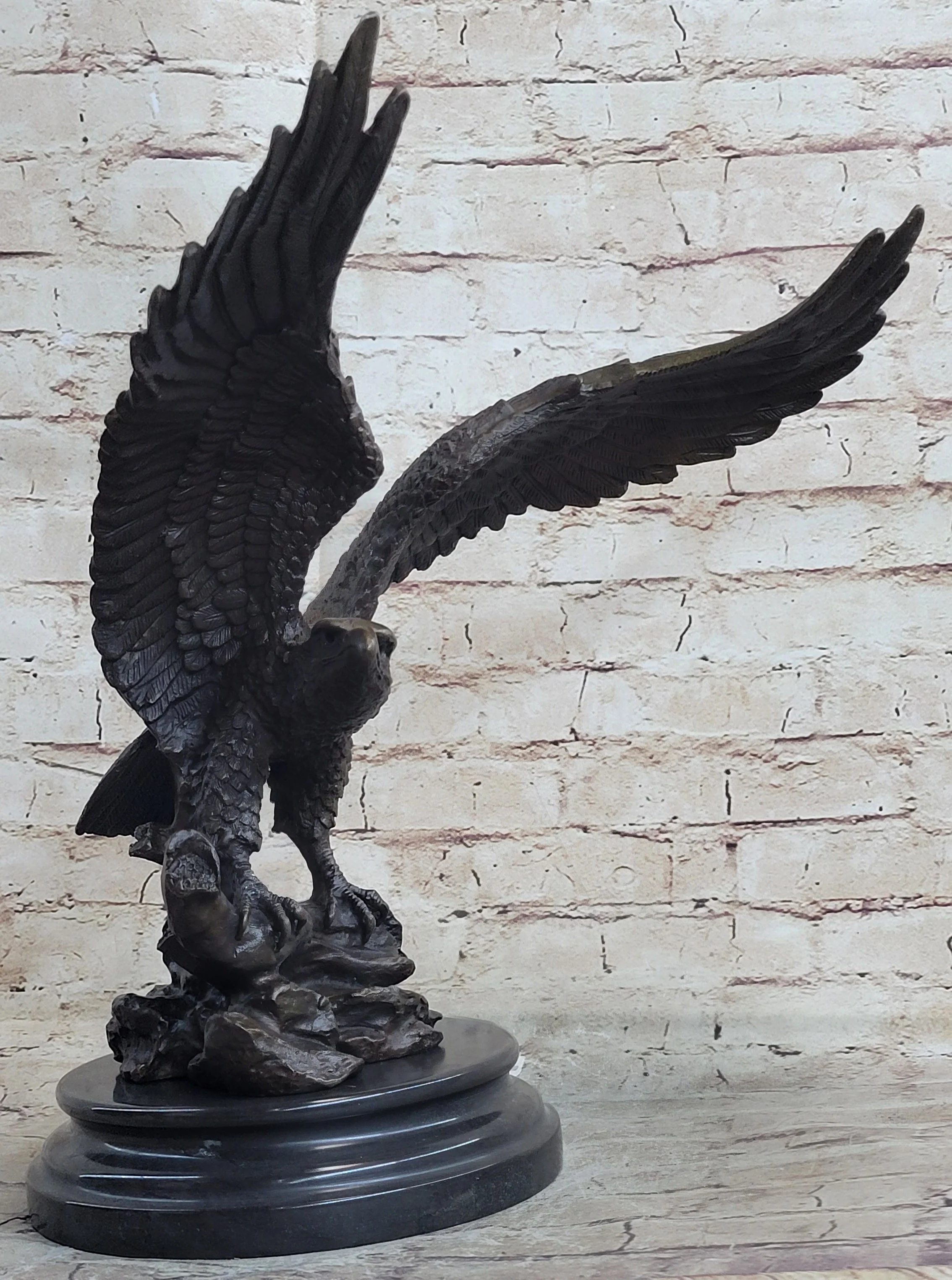 Life Size Hawk American Bald Eagle Bronze Statue Art Deco Figure Wild Figurine - Image 3
