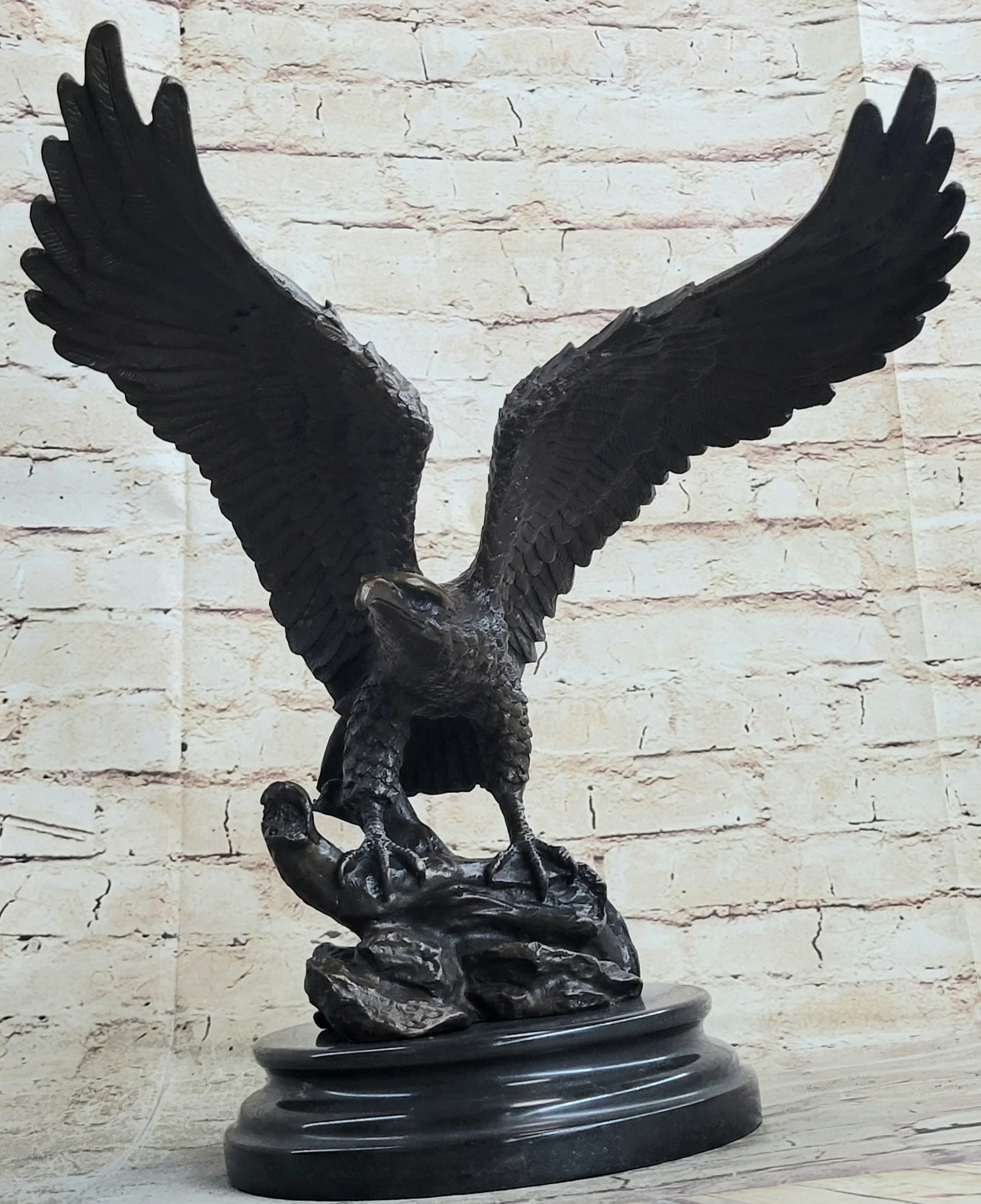 Life Size Hawk American Bald Eagle Bronze Statue Art Deco Figure Wild Figurine - Image 4