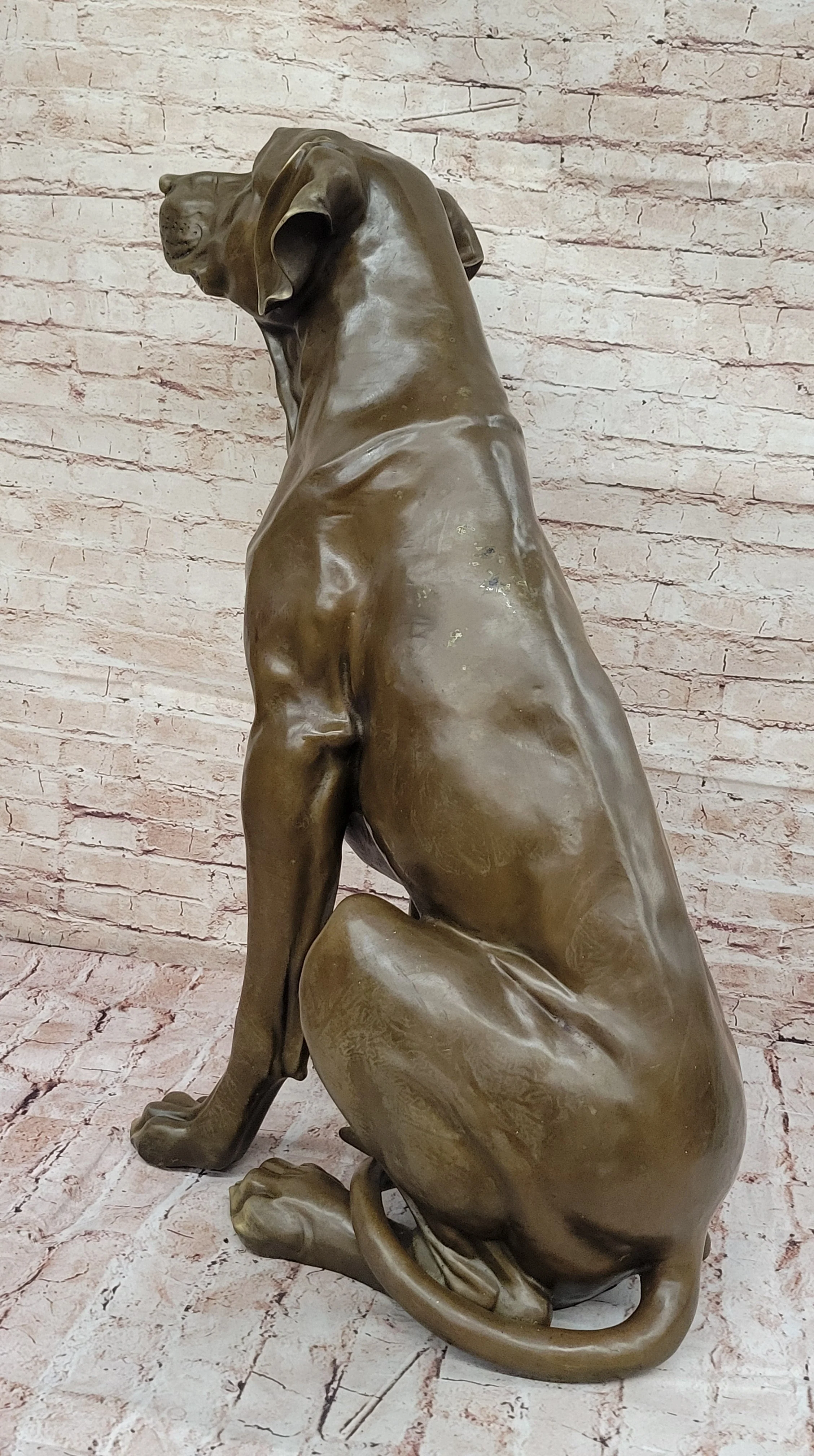 Lifelike Bronze Dog Statue; Realistic Sitting Dog Sculpture for Home or Garden Decor - Image 3