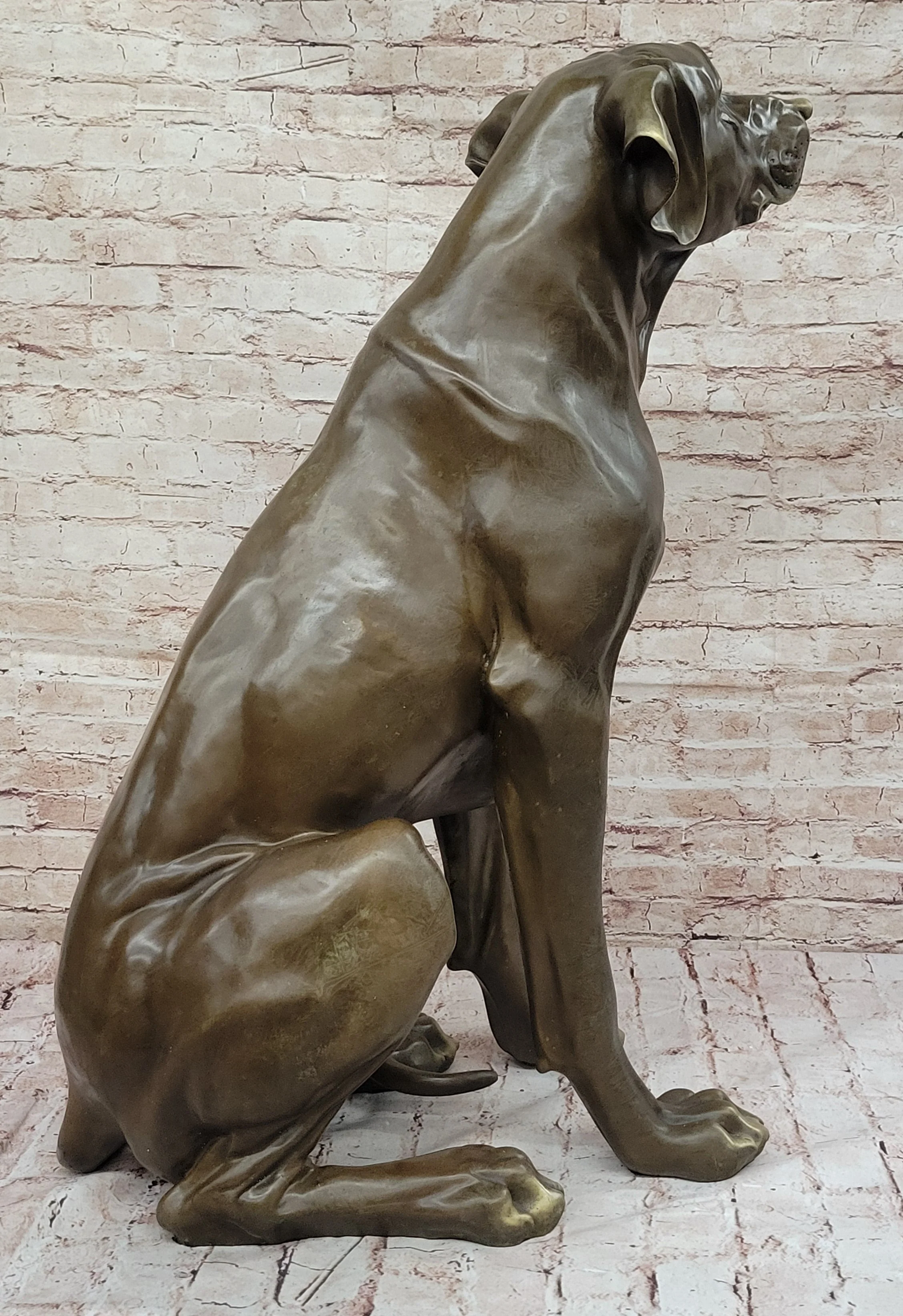 Lifelike Bronze Dog Statue; Realistic Sitting Dog Sculpture for Home or Garden Decor - Image 4