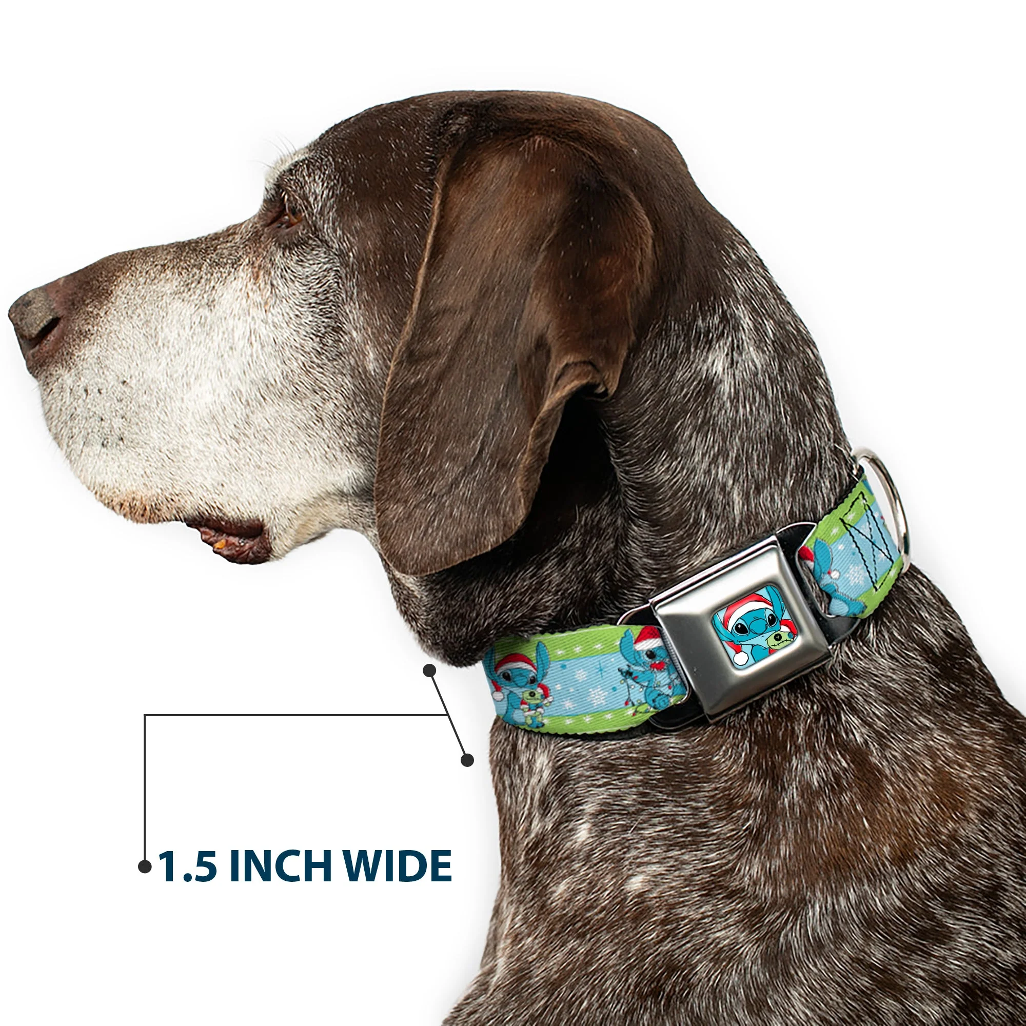 Lilo and Stitch Holiday Stitch and Scrump Pose Full Color Blue Seatbelt Buckle Collar - Lilo and Stitch Holiday Stitch and Scrump Poses Stripe Green/Blue - Image 7