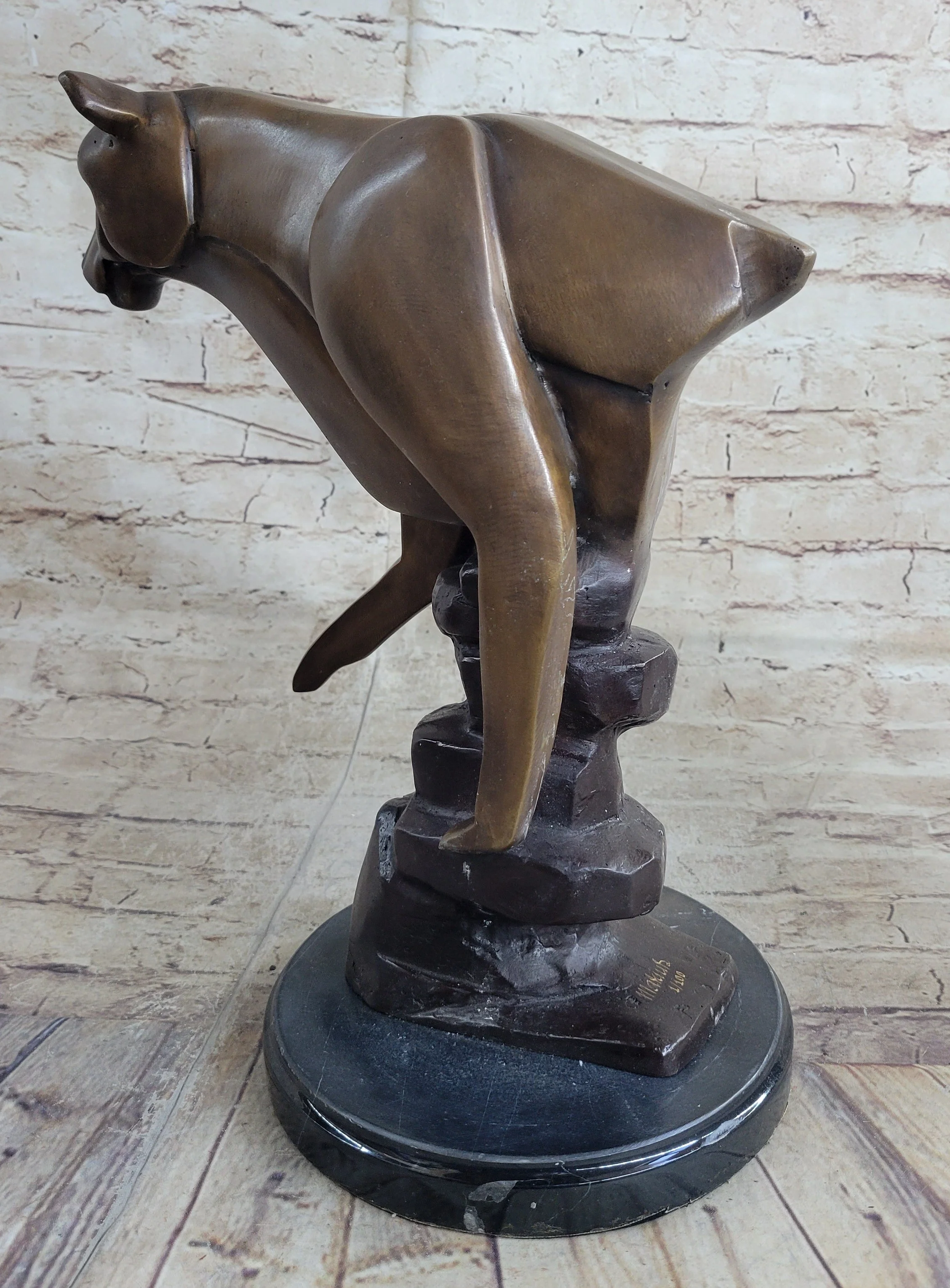 Limited Edition Marius Cougar Female Lion Bronze Sculpture Marble Statue Figurine - Image 3