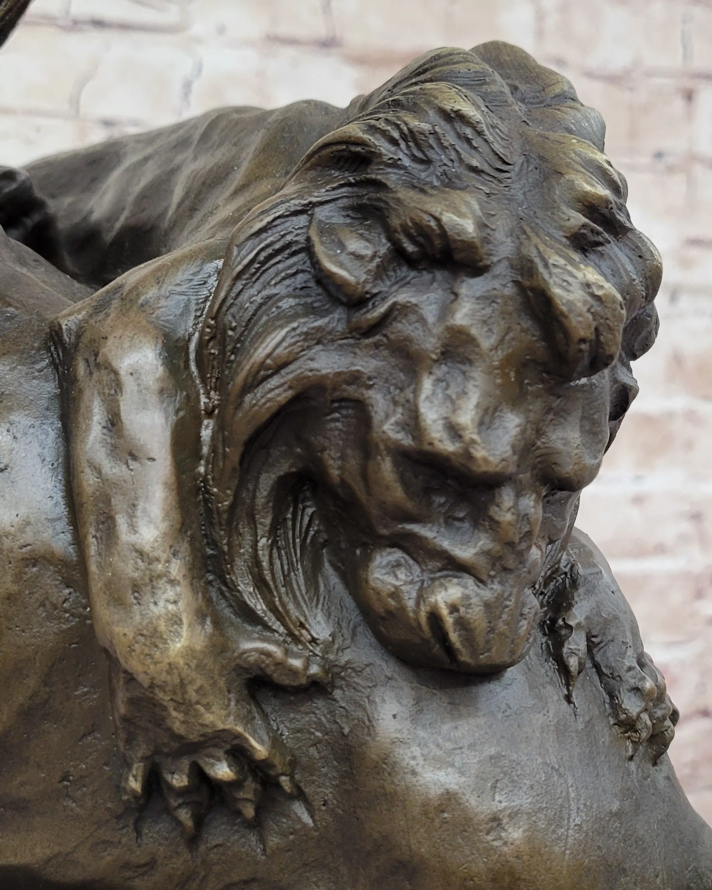 Lion Attacking Horse - Bronze Metal Sculpture by Antoine Barye on Marble Base - Image 6