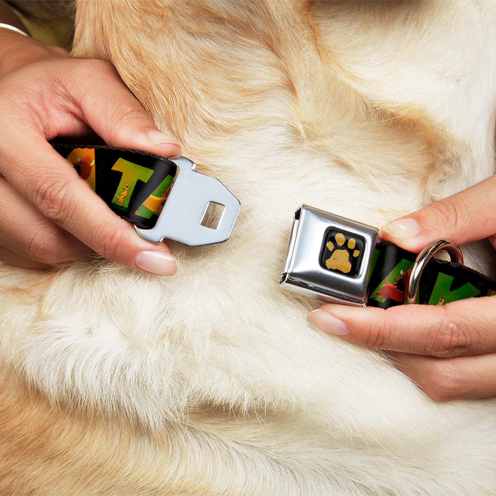 Lion King Paw Full Color Black Gold Seatbelt Buckle Collar - HAKUNA MATATA Black/Lion King Scenes - Image 8