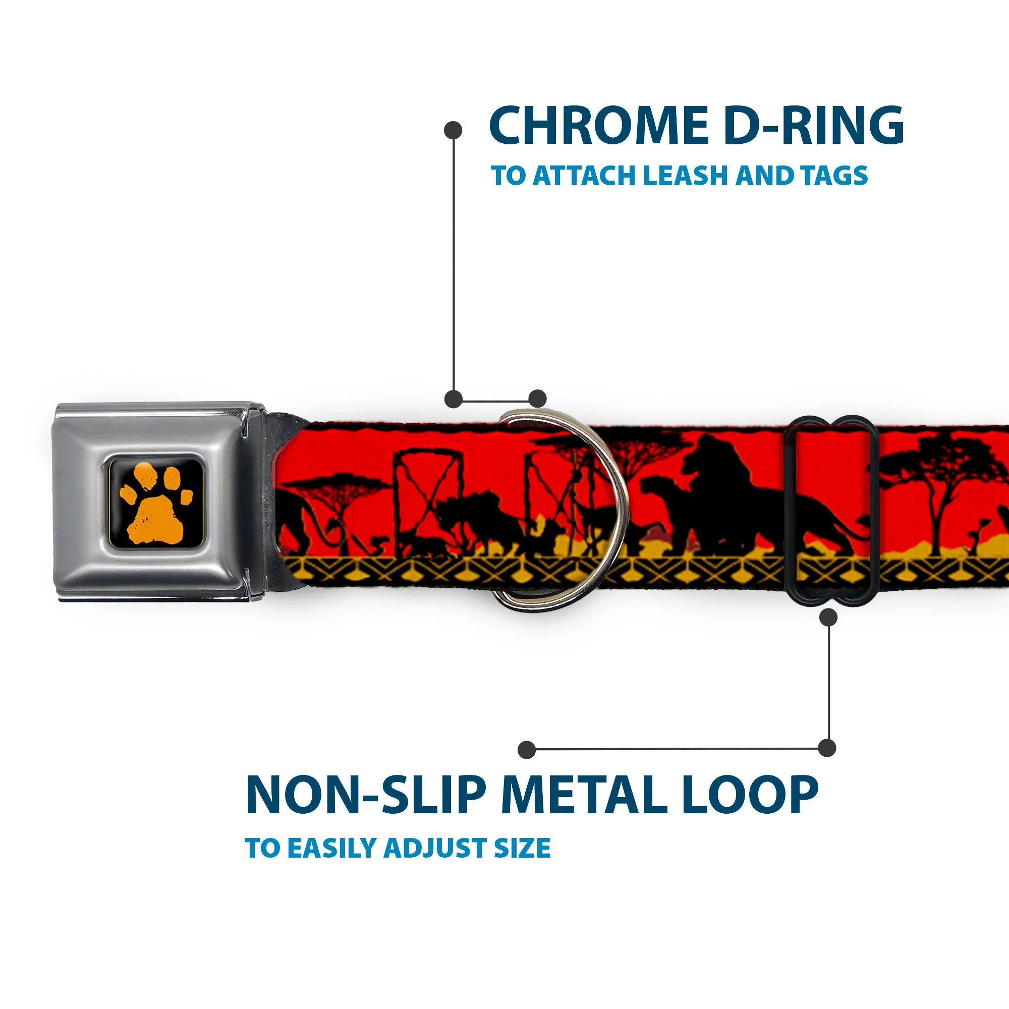 Lion King Paw Full Color Black Gold Seatbelt Buckle Collar - Mufasa & Simba JUST CANT WAIT TO BE KING/Family Silhouette - Image 5