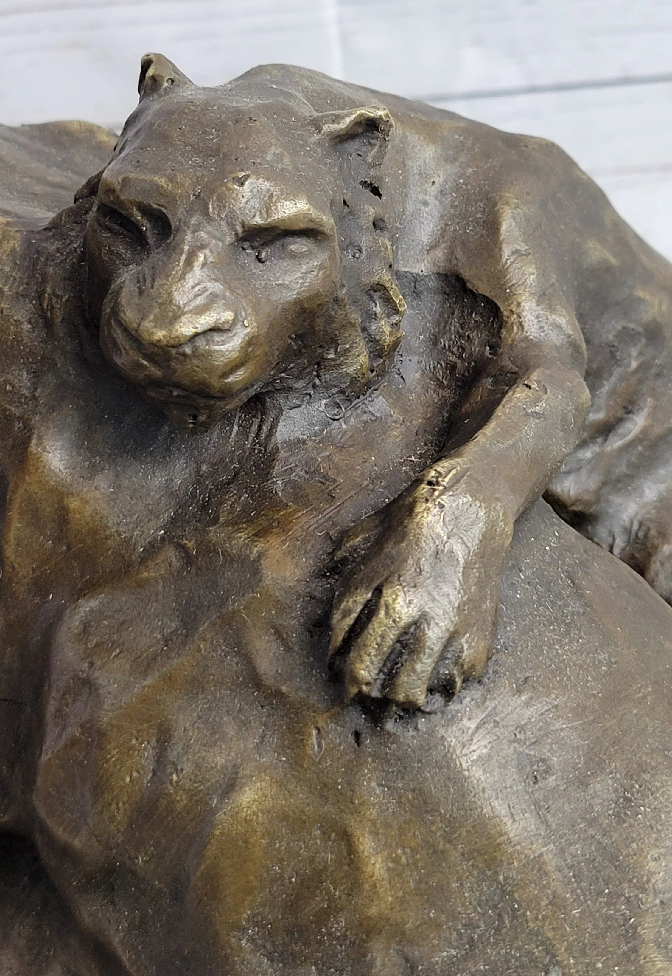 Lion Tiger & Cub Bronze Statue Sculpture Wildlife Figure Decor Handmade Art - Image 9