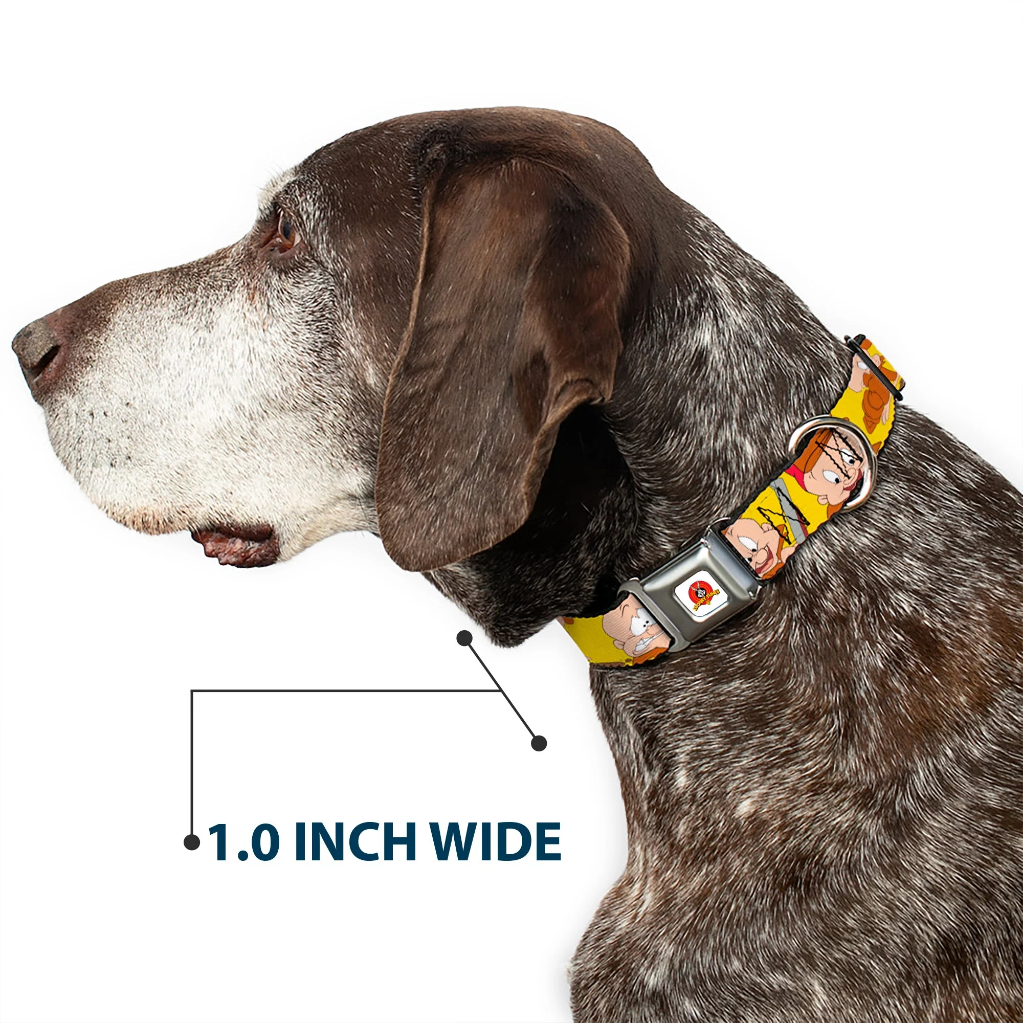 Looney Tunes Logo Full Color White Seatbelt Buckle Collar - Elmer Fudd Expressions Yellow - Image 6
