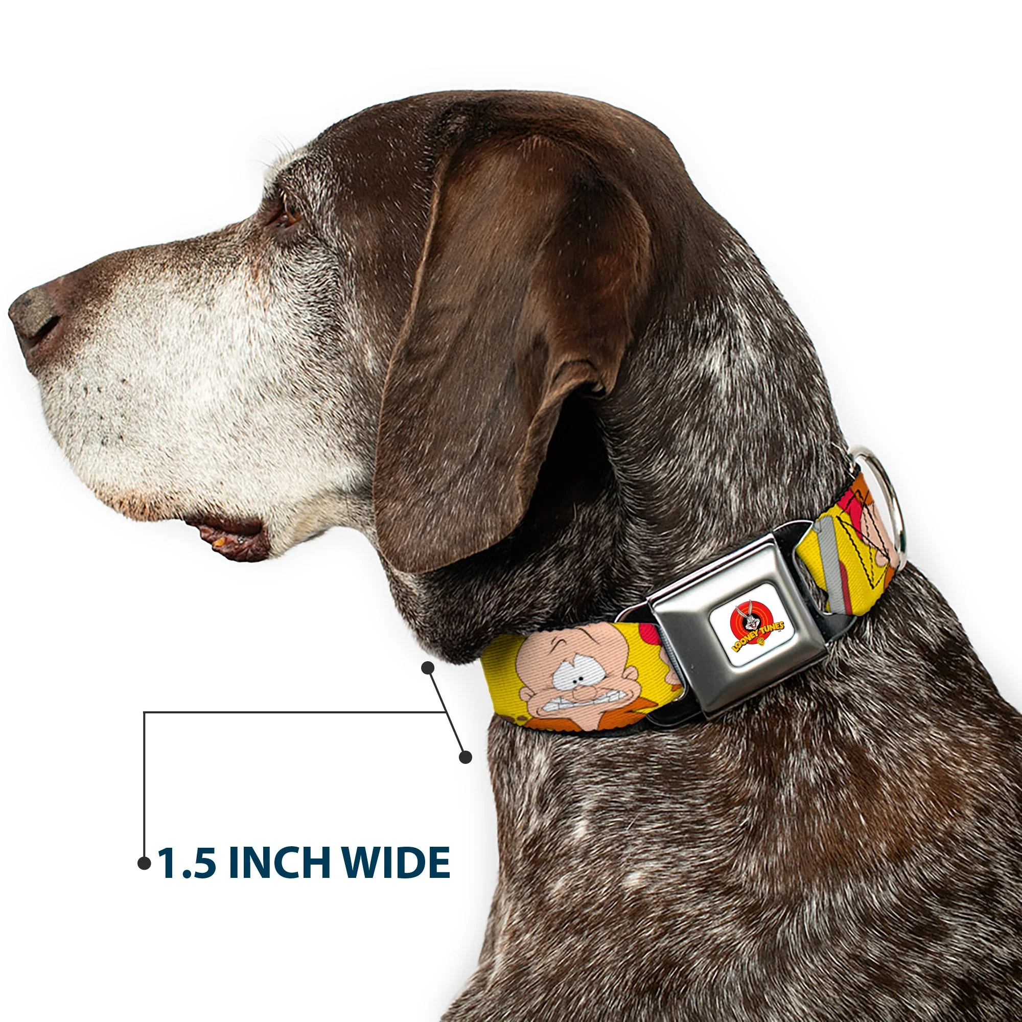 Looney Tunes Logo Full Color White Seatbelt Buckle Collar - Elmer Fudd Expressions Yellow - Image 7