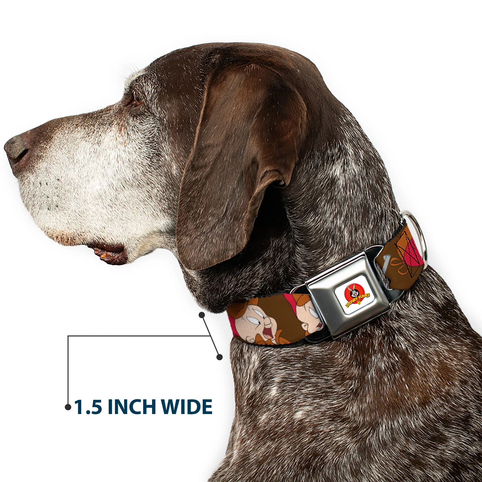 Looney Tunes Logo Full Color White Seatbelt Buckle Collar - ELMER FUDD w/Poses Browns - Image 7
