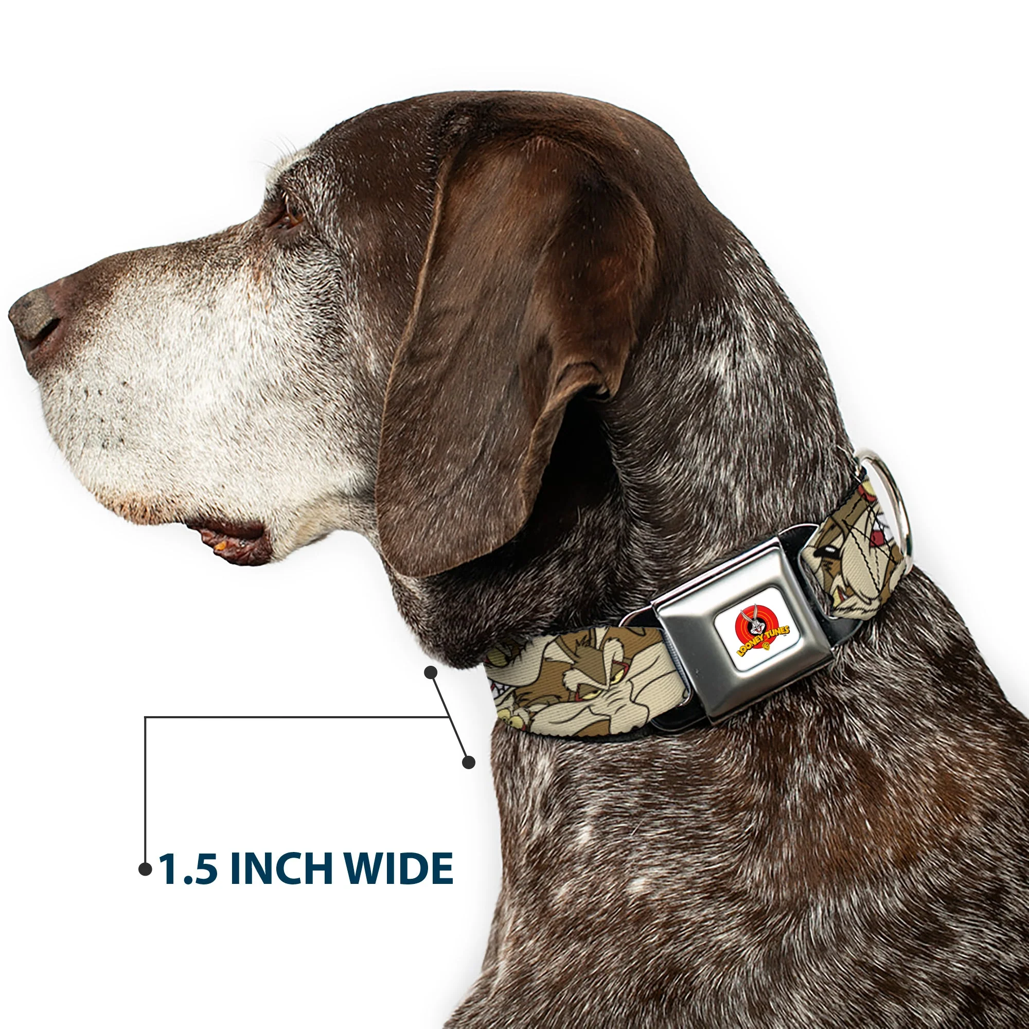 Looney Tunes Logo Full Color White Seatbelt Buckle Collar - Wile E. Coyote Expressions Stacked - Image 7