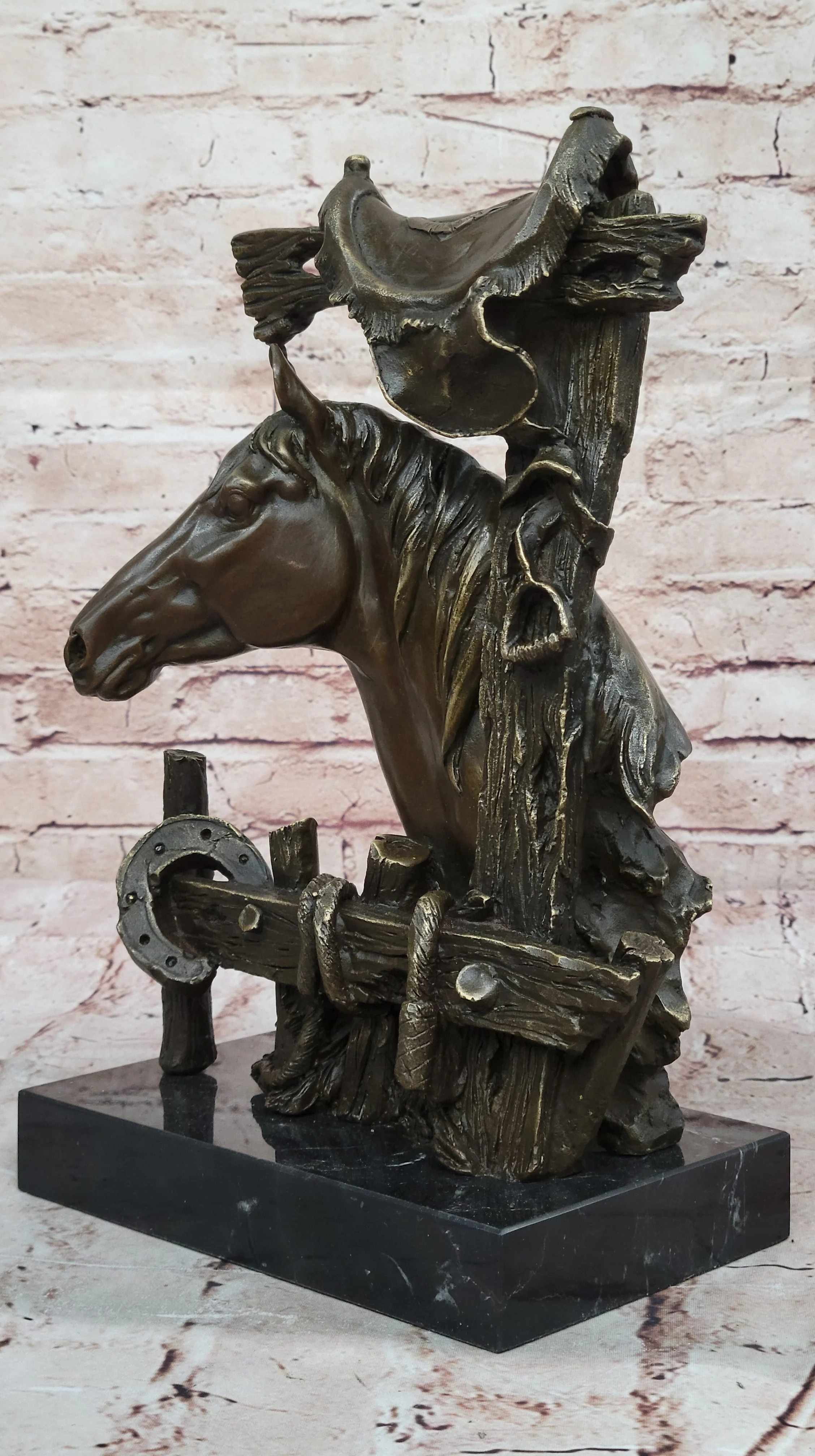 Lost Wax Bronze Casting Bust of Horse in Stables by Milo on Marble Base - Image 6