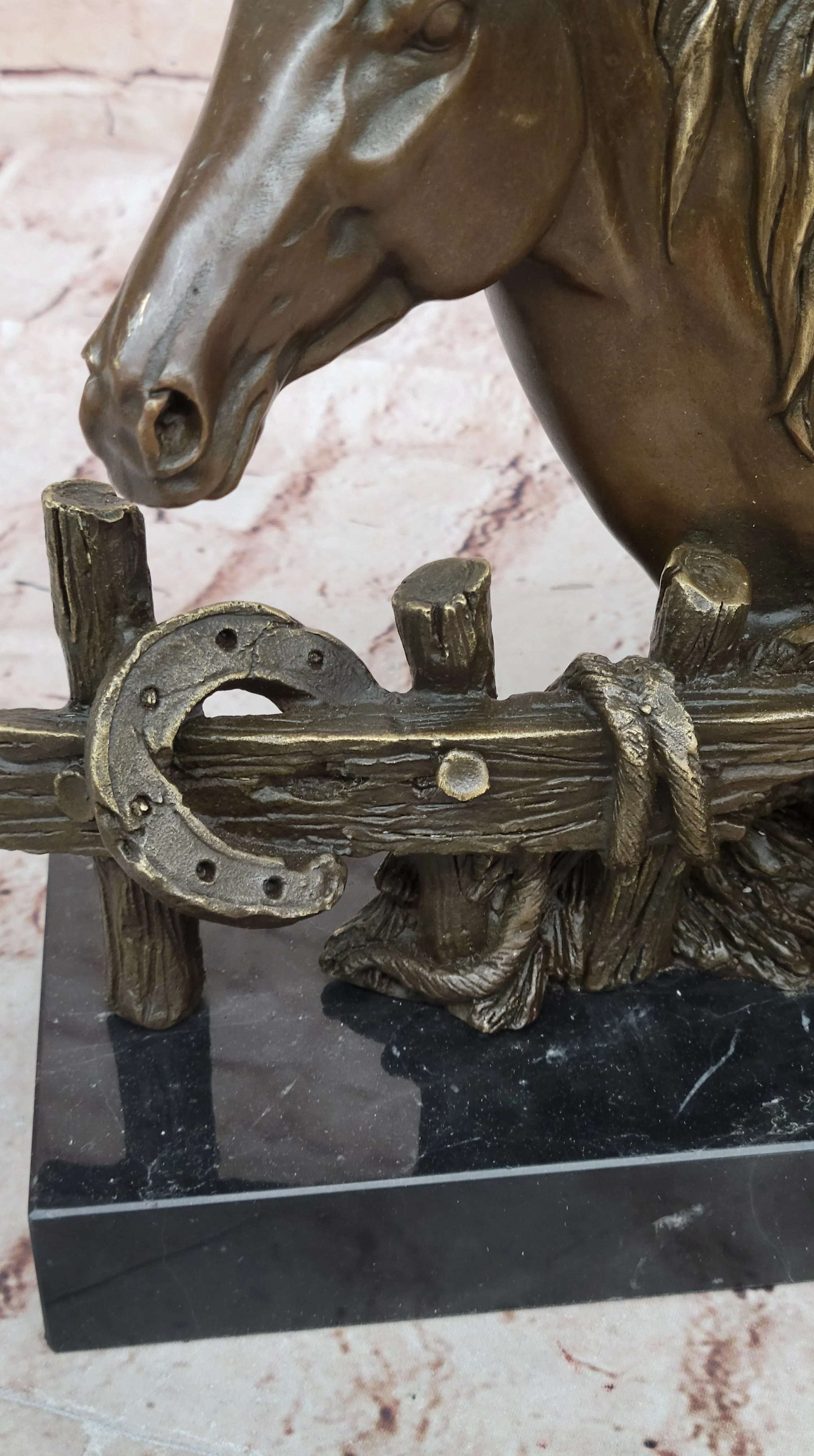 Lost Wax Bronze Casting Bust of Horse in Stables by Milo on Marble Base - Image 9