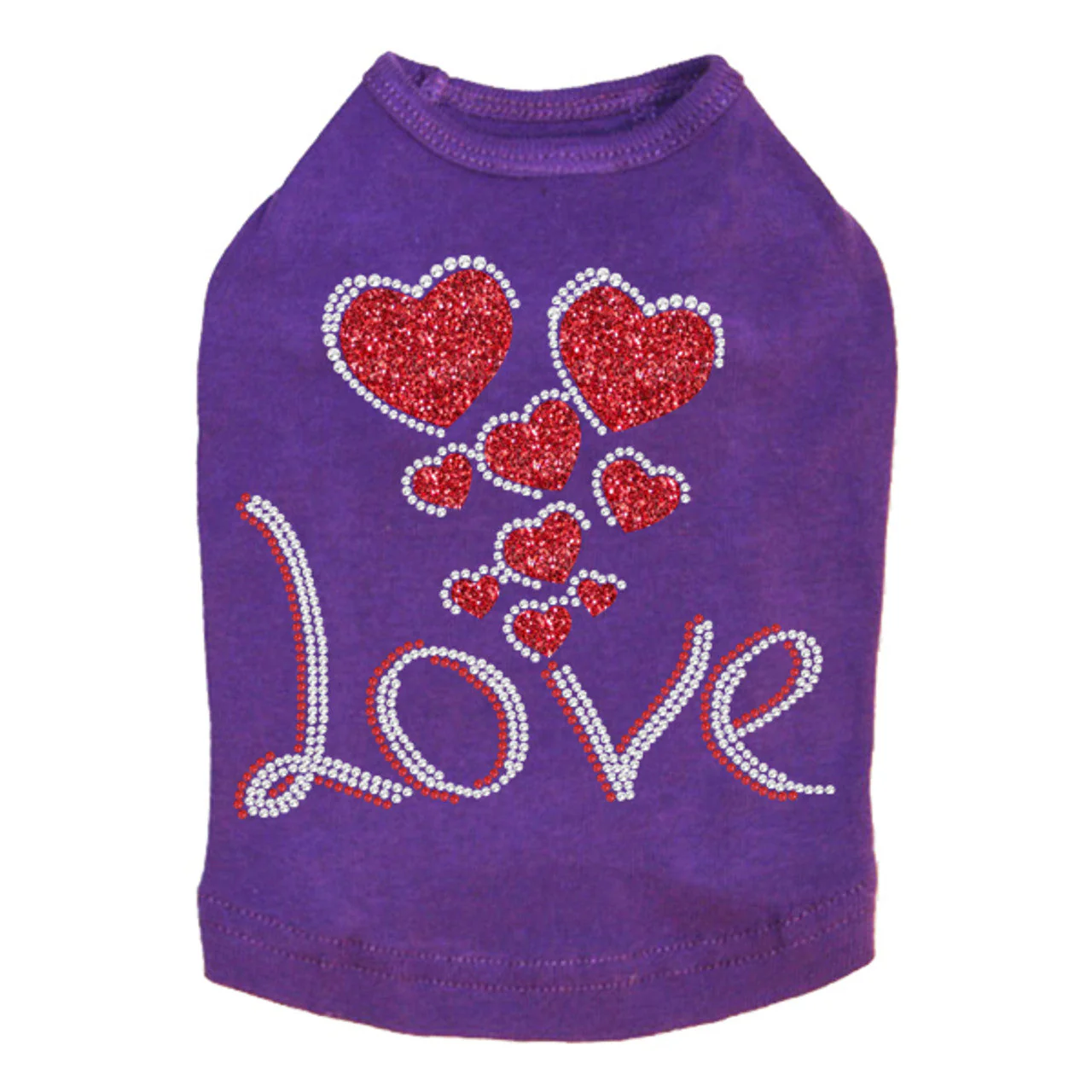 Love with Red Glitter Hearts - Dog Tank - Image 10