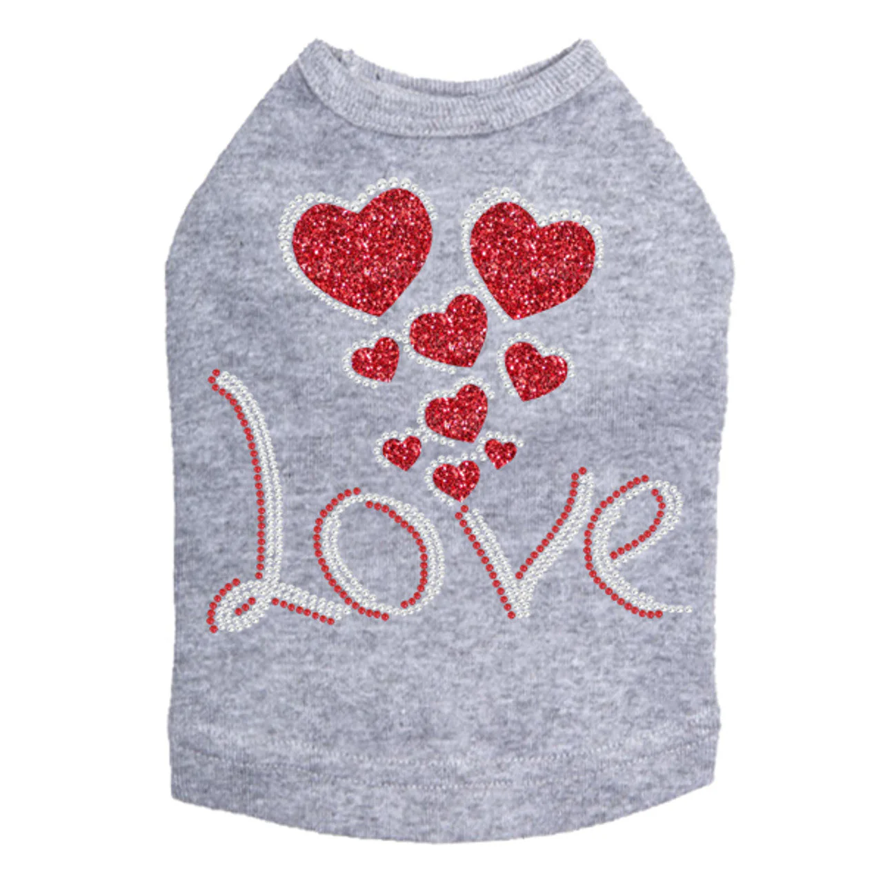 Love with Red Glitter Hearts - Dog Tank - Image 12