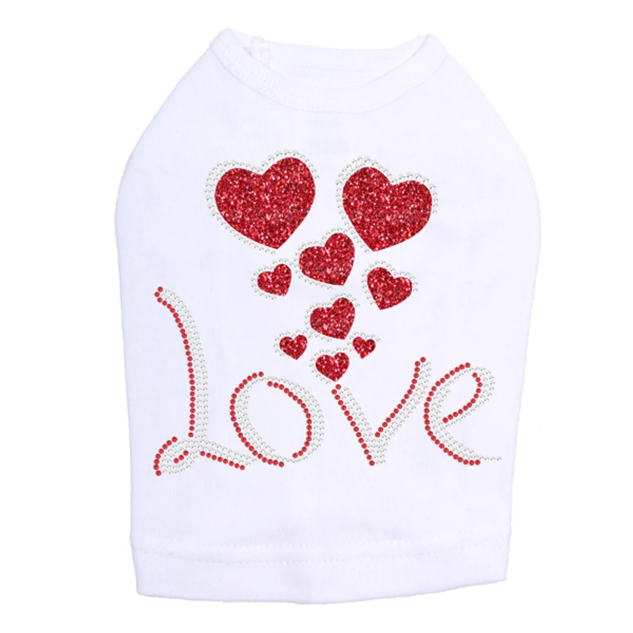 Love with Red Glitter Hearts - Dog Tank - Image 5