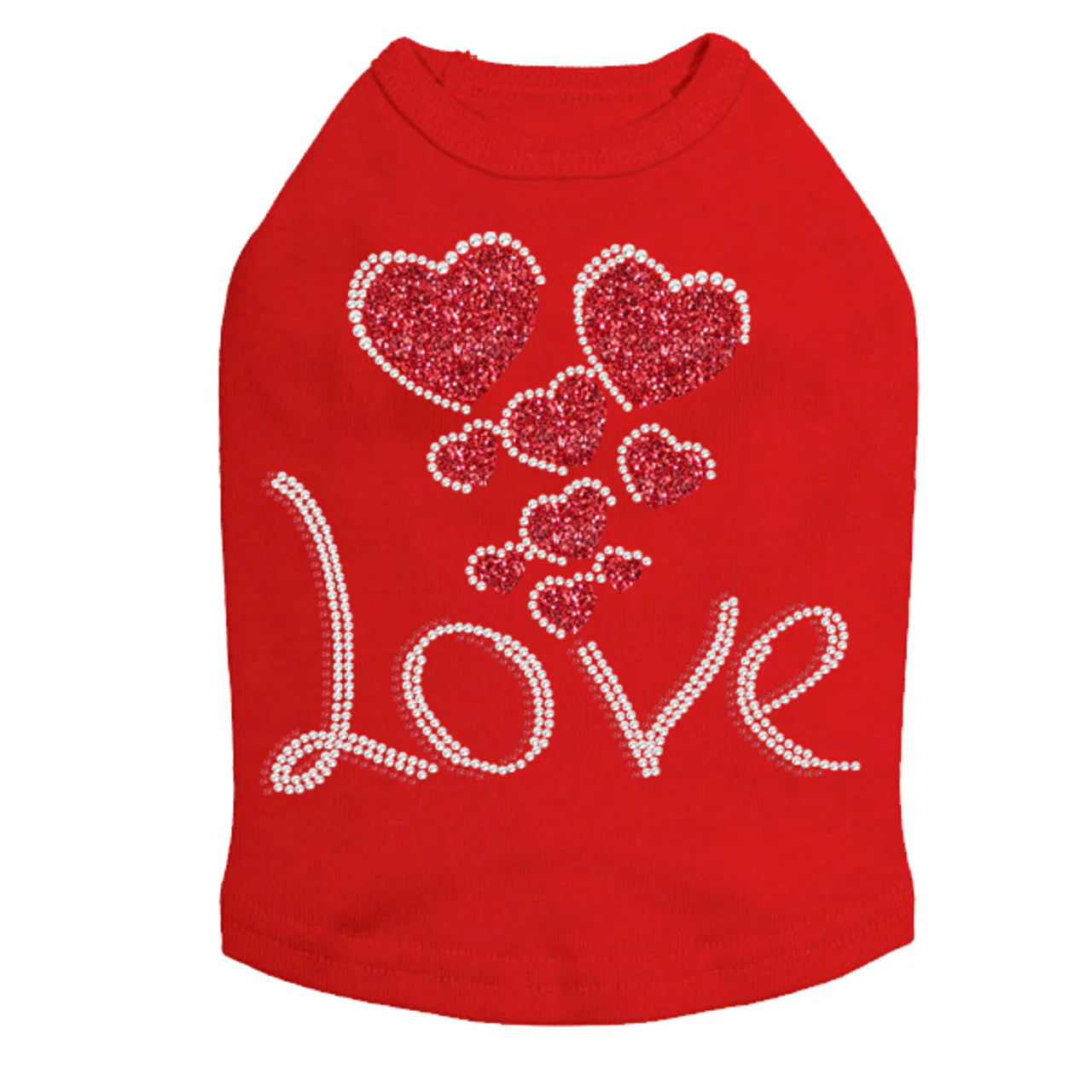 Love with Red Glitter Hearts - Dog Tank - Image 8