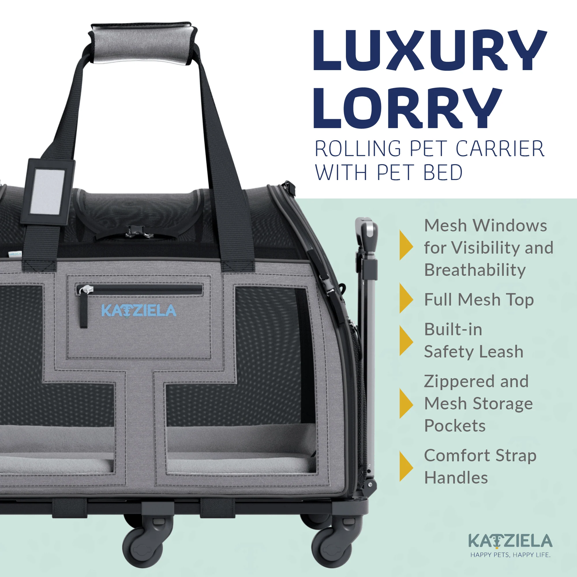 Luxury Lorry Pet Carrier with Removable Wheels and Telescopic Handle - Image 21