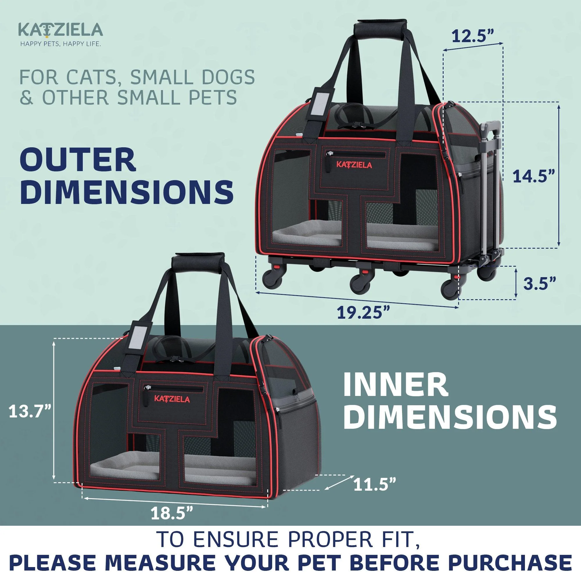 Luxury Lorry Pet Carrier with Removable Wheels and Telescopic Handle - Image 3