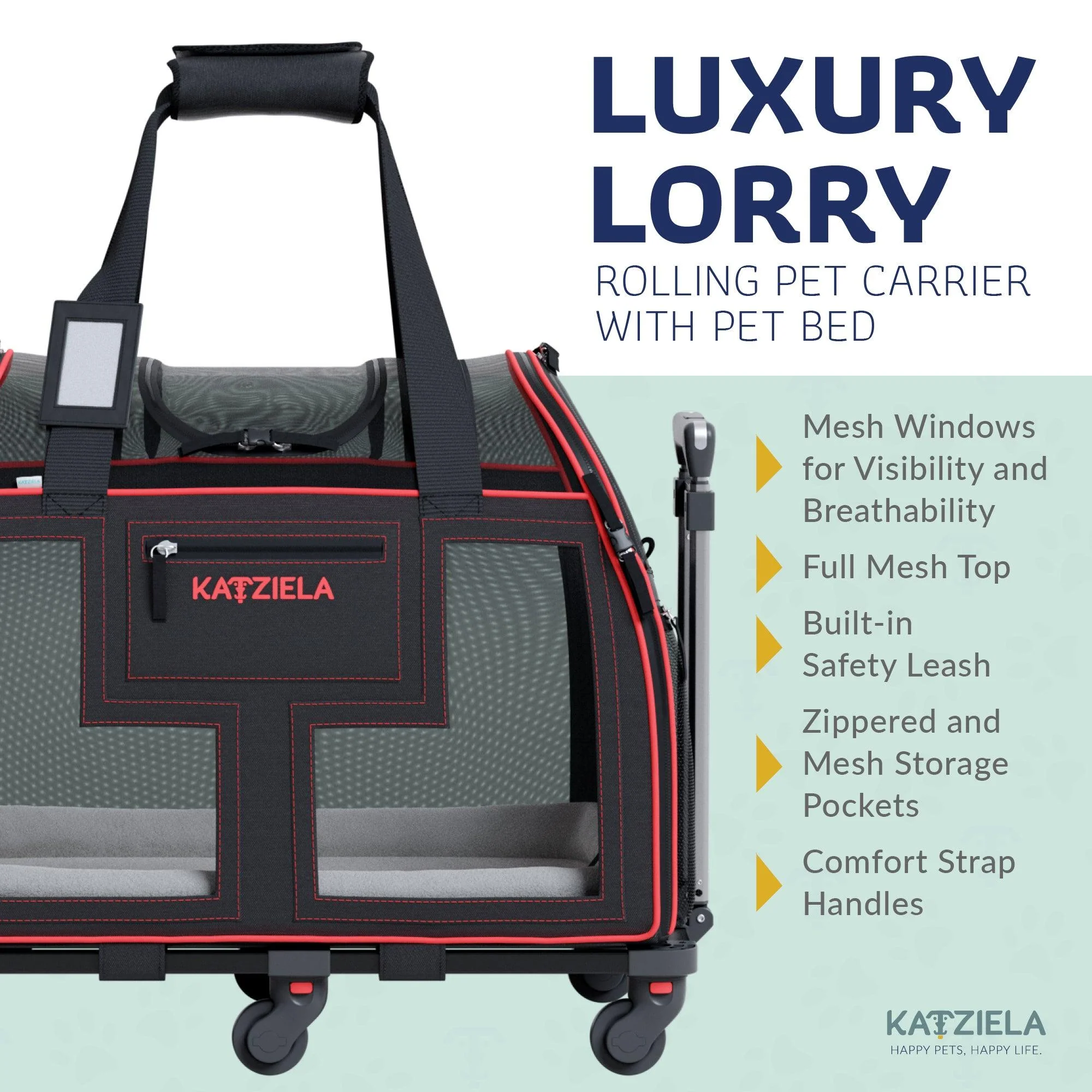 Luxury Lorry Pet Carrier with Removable Wheels and Telescopic Handle - Image 4