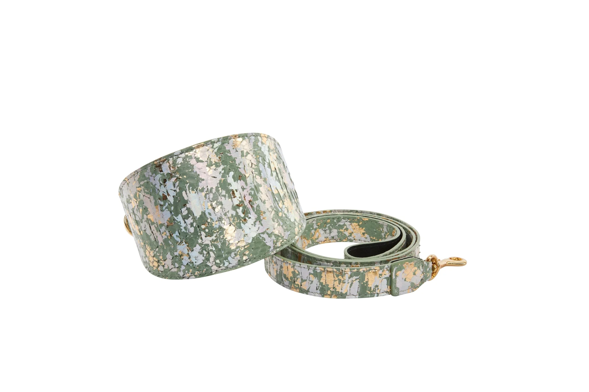 Luxury Pet Fashion Custom Art Deco Snakeskin Wide Collar & Leash Set - Image 3