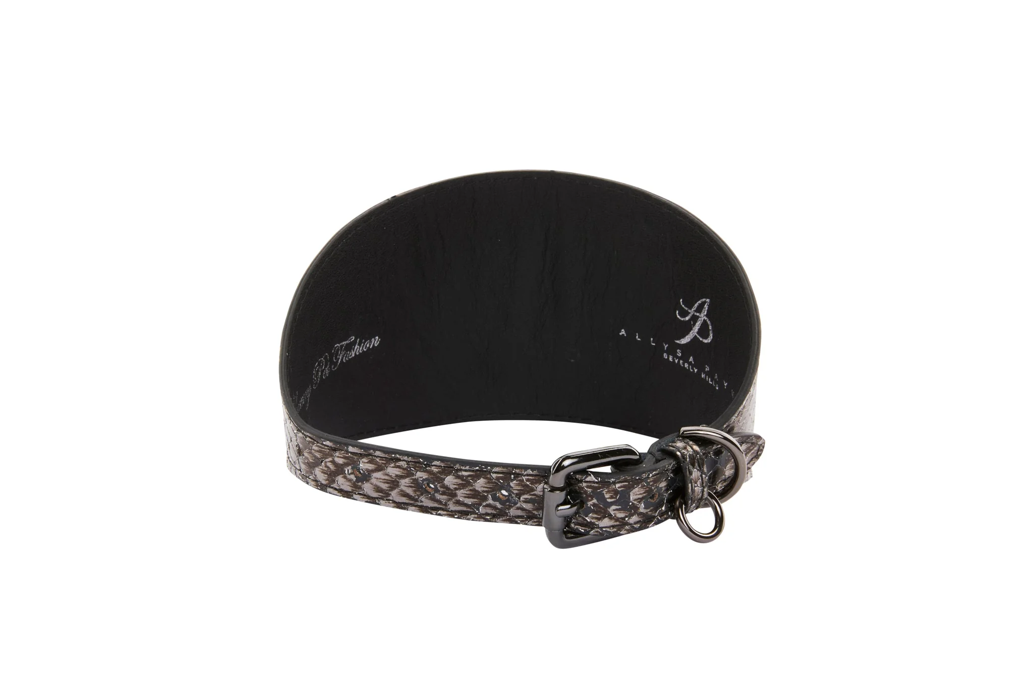 Luxury Pet Fashion Gun-Metal Grey Snake 4” Collar - Image 2