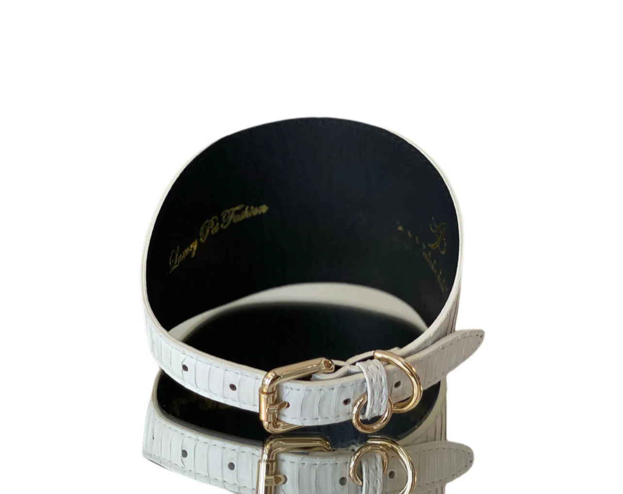 Luxury Pet Fashion Matte White Snake 4” Oval Collar - Image 2