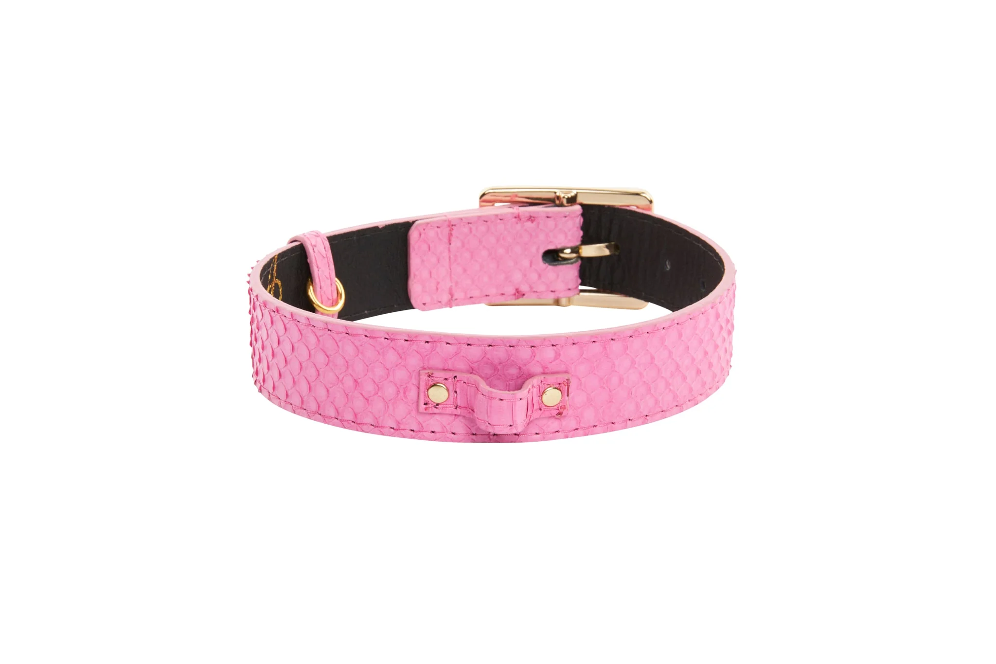 Luxury Pet Fashion Neon Pink Snake Collar With Our  Modern Gold Hardware - Image 2