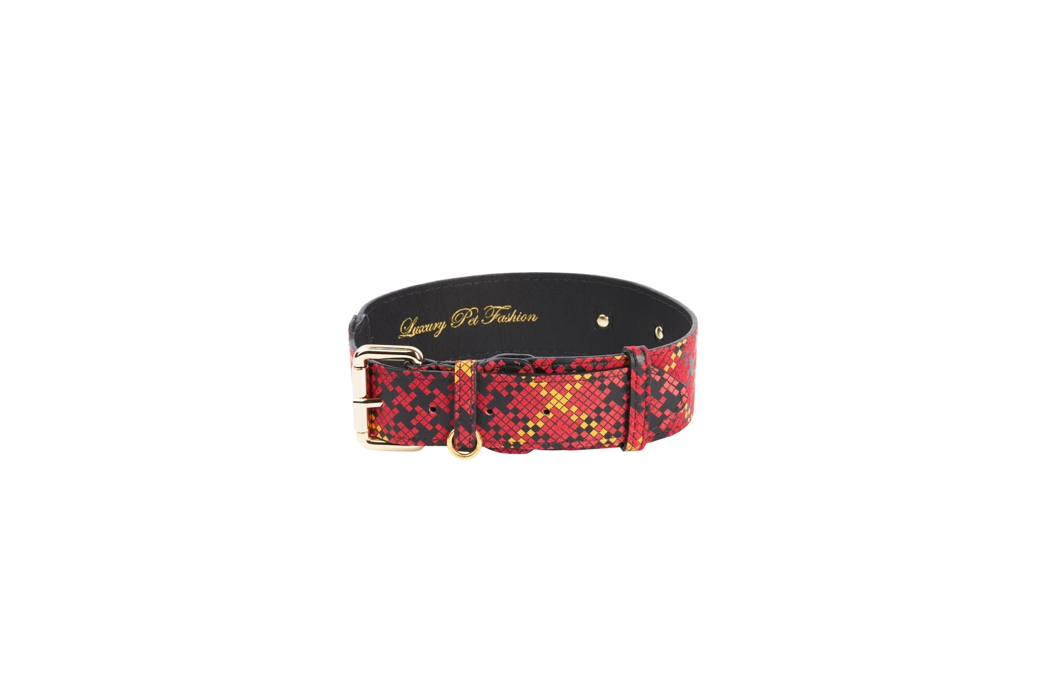 Luxury Pet Fashion Plaid Italian Leather Collar - Image 2