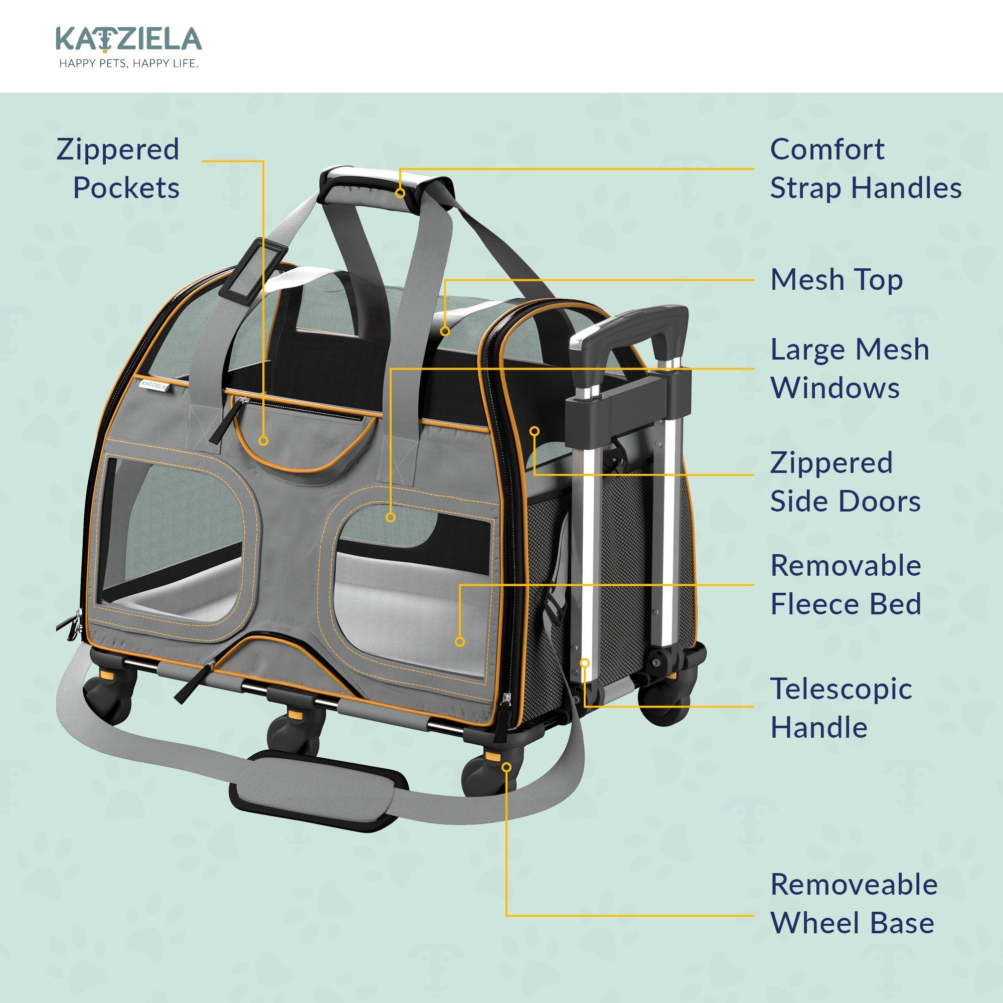 Luxury Rider Pet Carrier with Removable Wheels and Telescopic Handle - Image 23