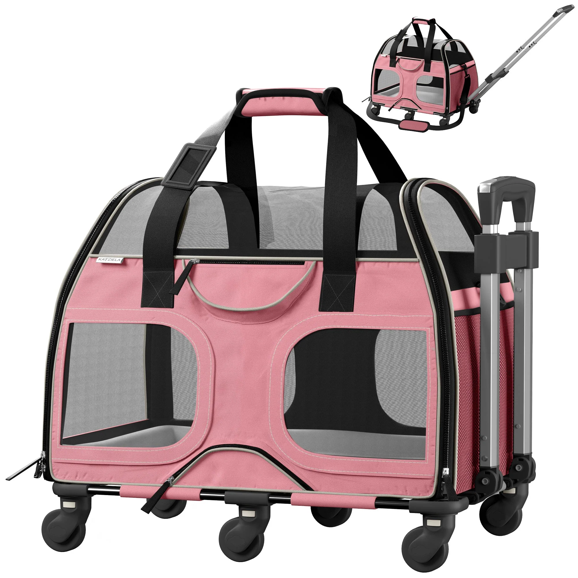Luxury Rider Pet Carrier with Removable Wheels and Telescopic Handle - Image 44