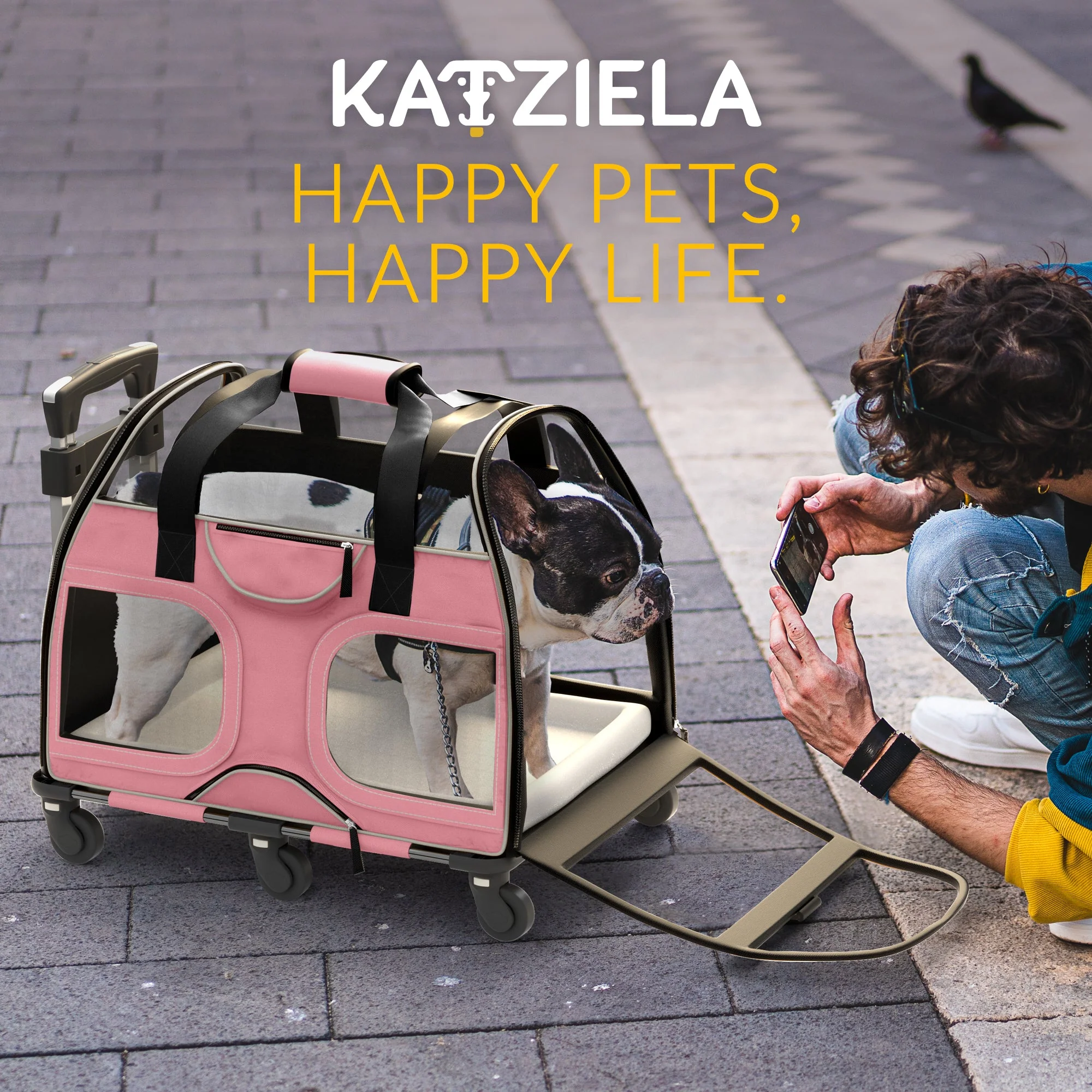 Luxury Rider Pet Carrier with Removable Wheels and Telescopic Handle - Image 51