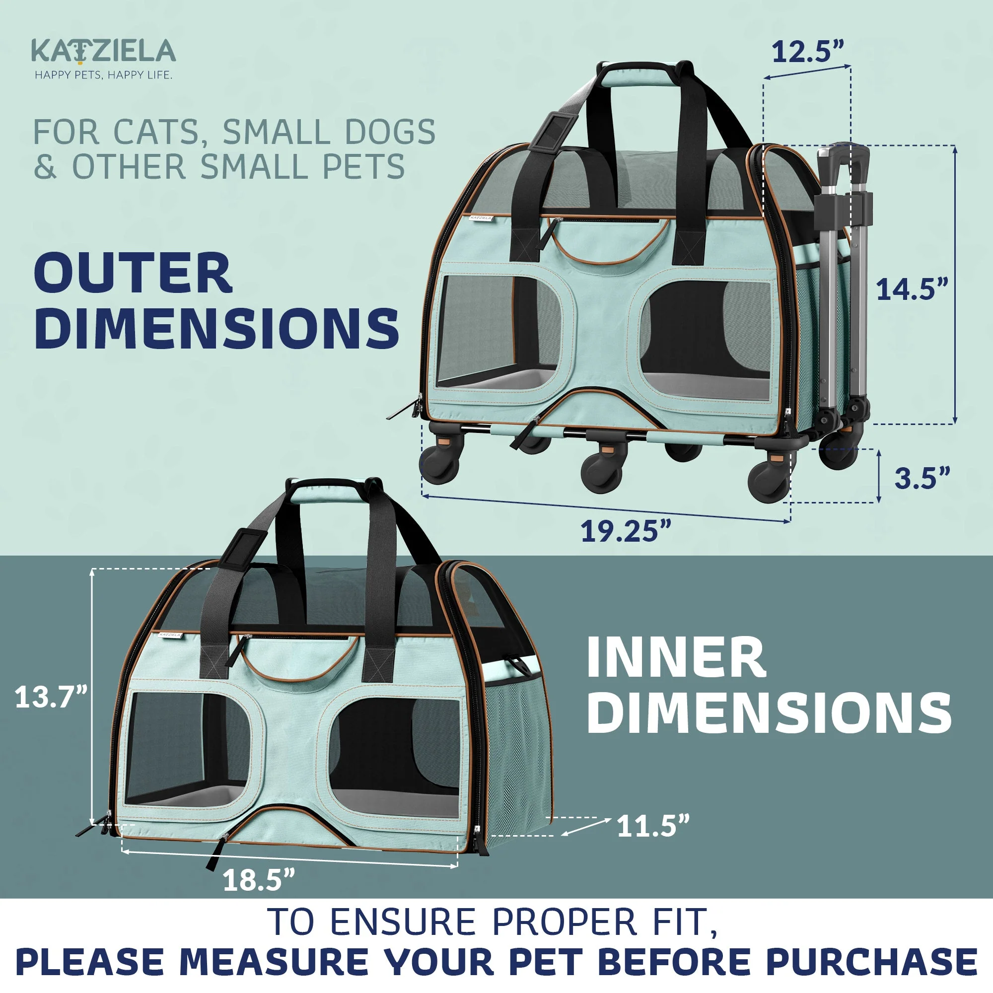 Luxury Rider Pet Carrier with Removable Wheels and Telescopic Handle - Image 54