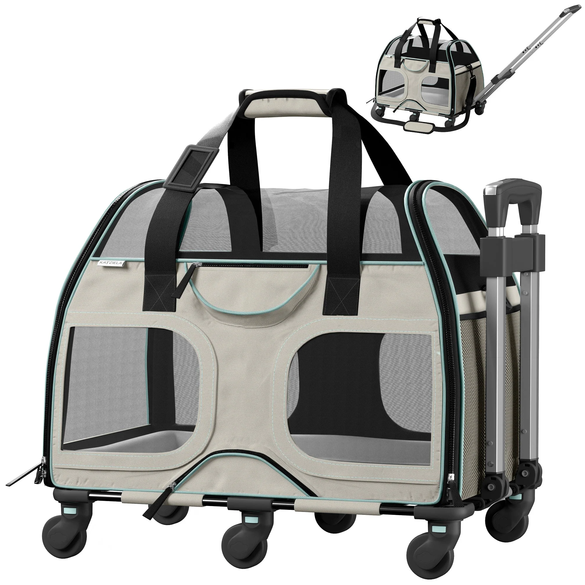 Luxury Rider Pet Carrier with Removable Wheels and Telescopic Handle - Image 61