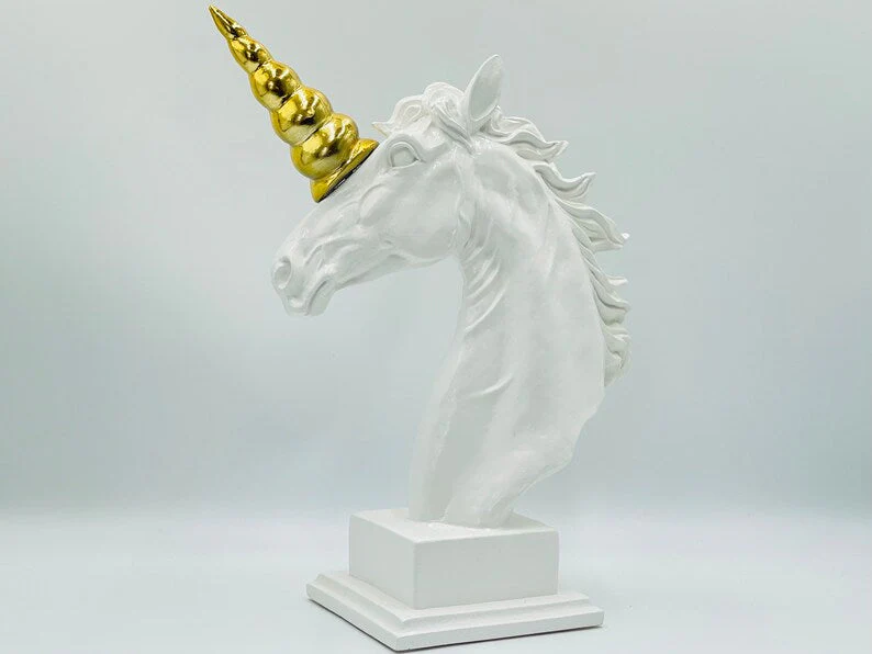 Luxury Unicorn Statue with Golden Horn - Image 2