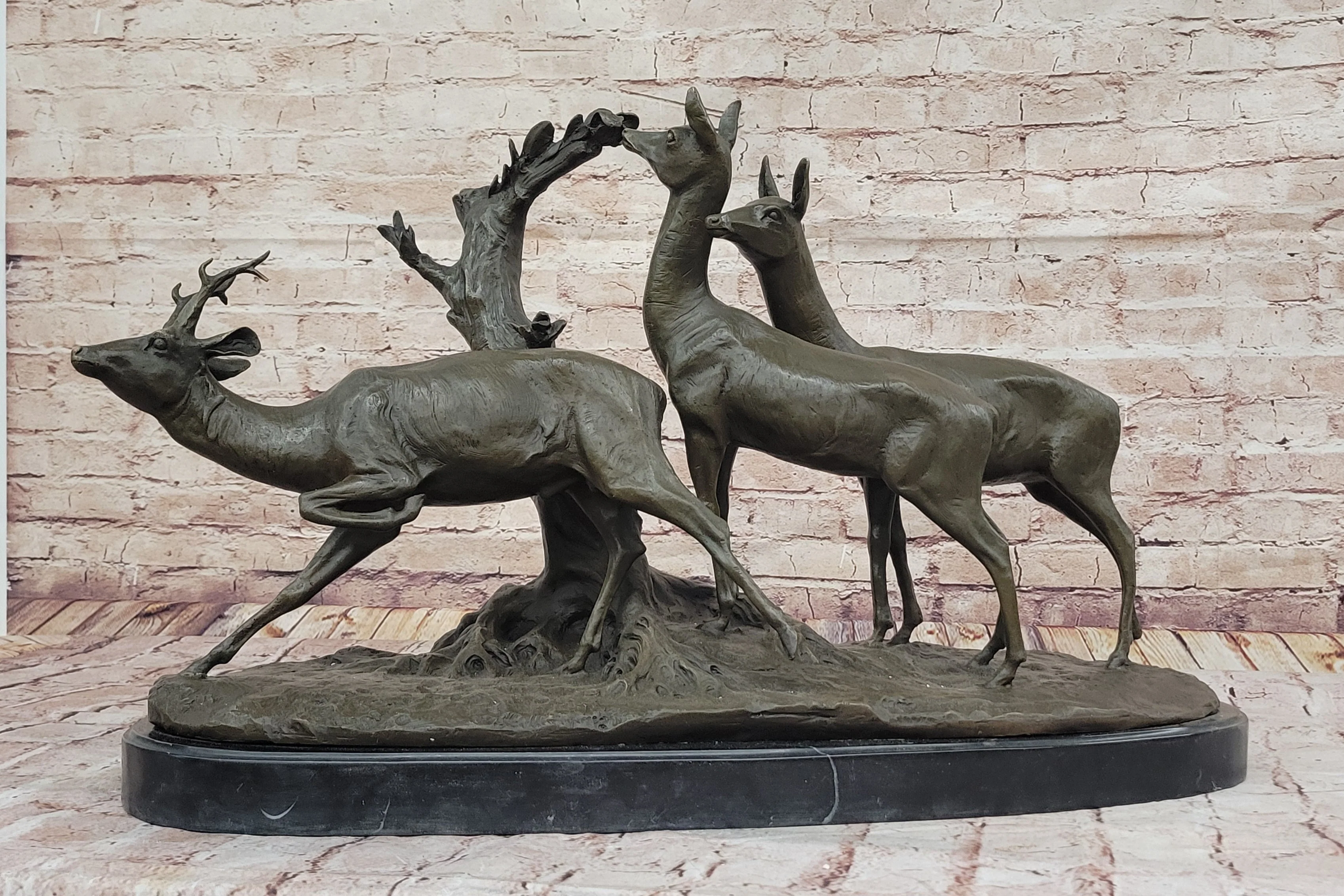 M. Fiot Deer in the Forest; Majestic Bronze Wildlife Sculpture on Marble Base - Image 4