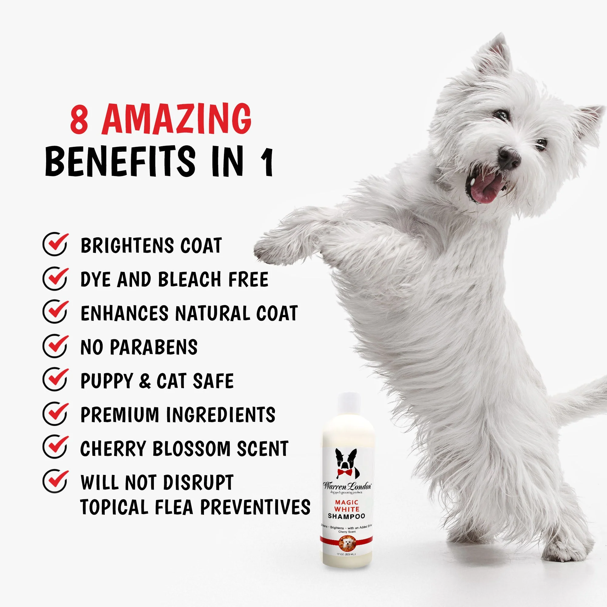 Magic White Brightening Dog Shampoo - Cherry Scented - 17oz - Image 7
