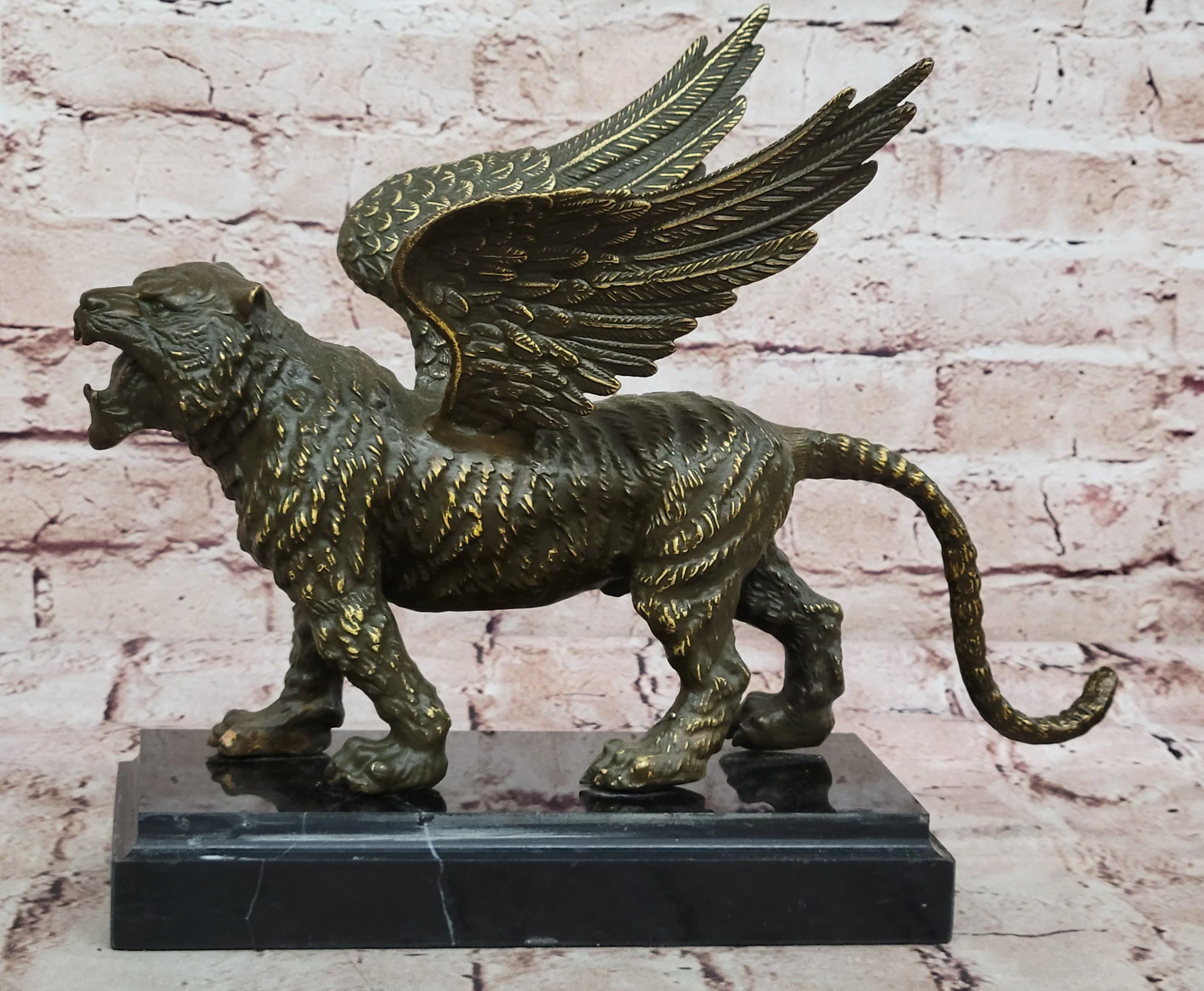 Majestic Griffin Bronze Sculpture - Mythical Lion-Eagle Creature Fantasy Art - Image 3