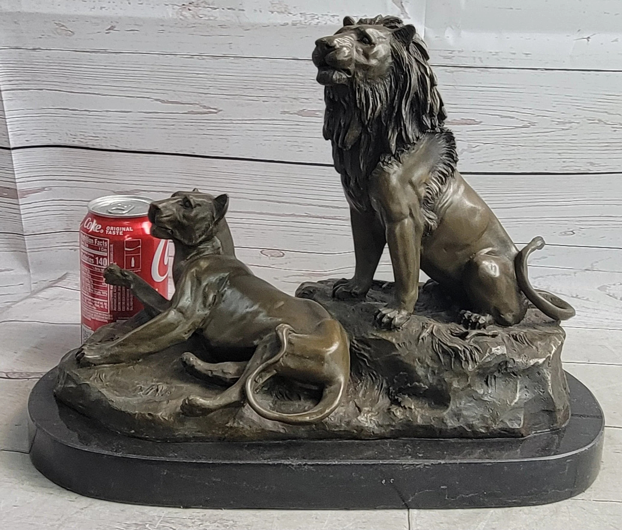 Male and Female Lions African Lion Safari Savannah Bronze Sculpture Statue Art Decor - Image 2